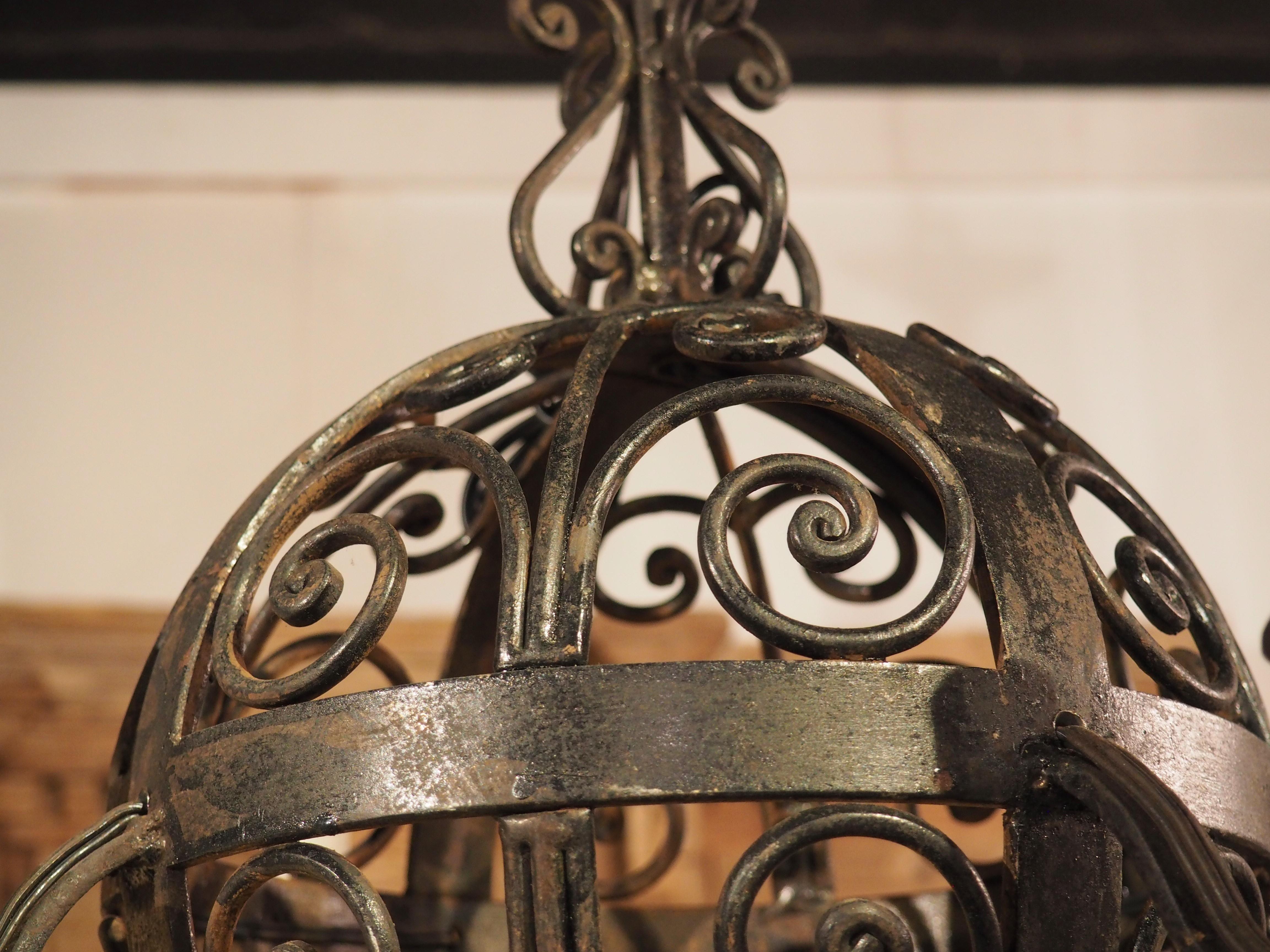 1920s, French, Wrought Iron Ball Chandelier 2