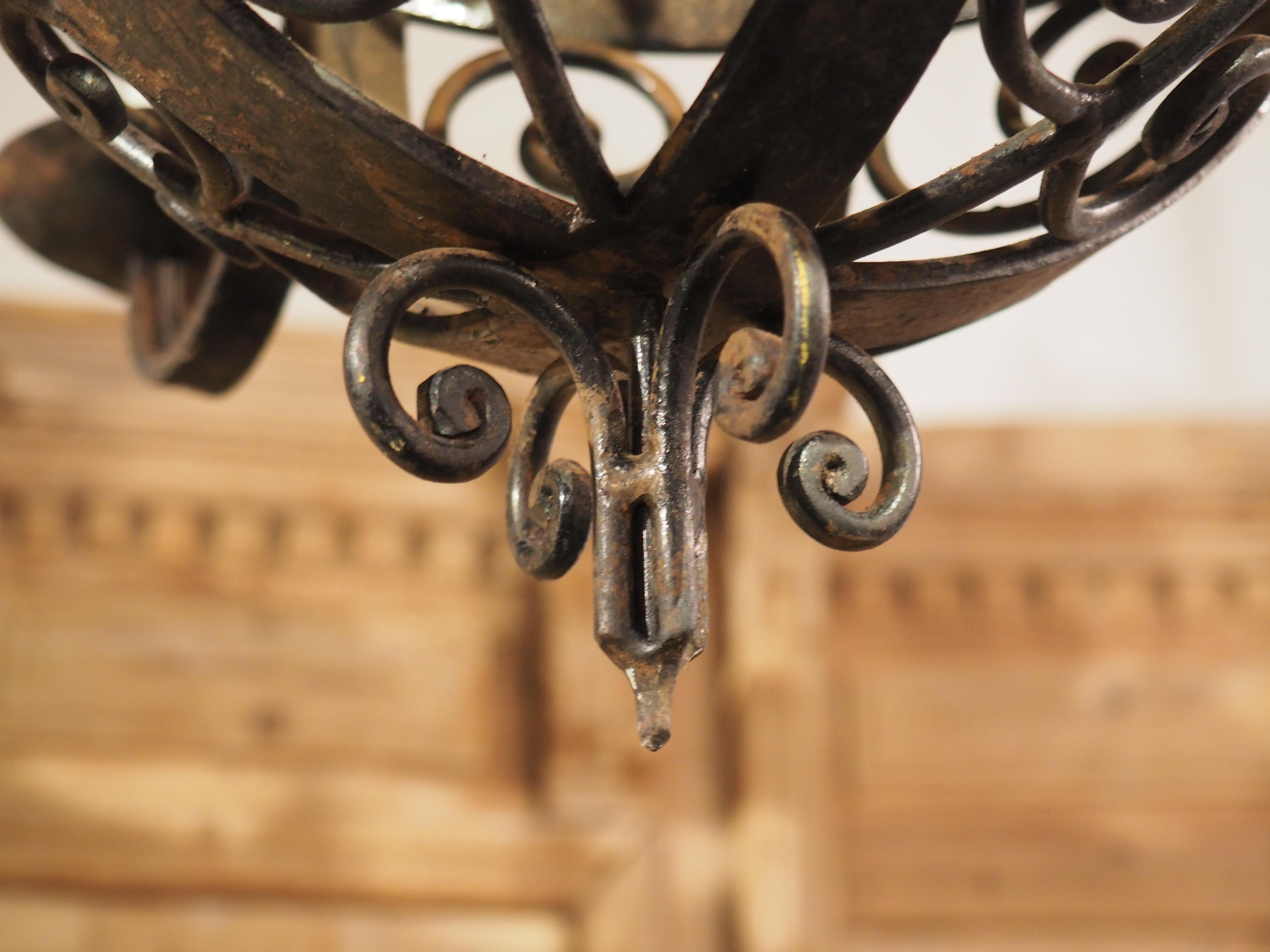 1920s, French, Wrought Iron Ball Chandelier 5