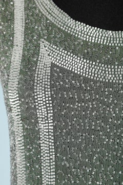 1920's full beaded dress on pale green cotton base