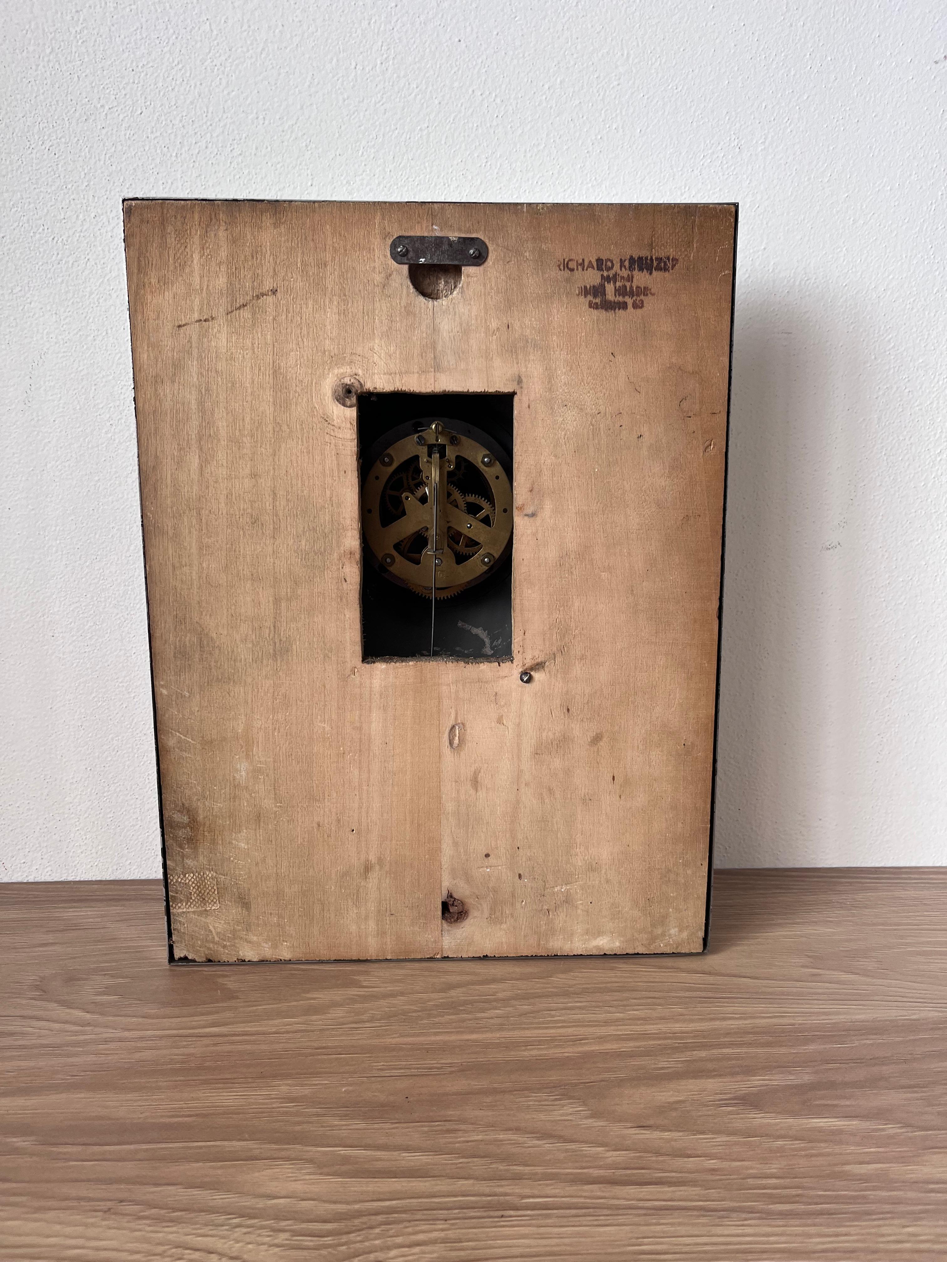 Metal 1920s Functionalist wall clock RARE, Czechoslovakia
