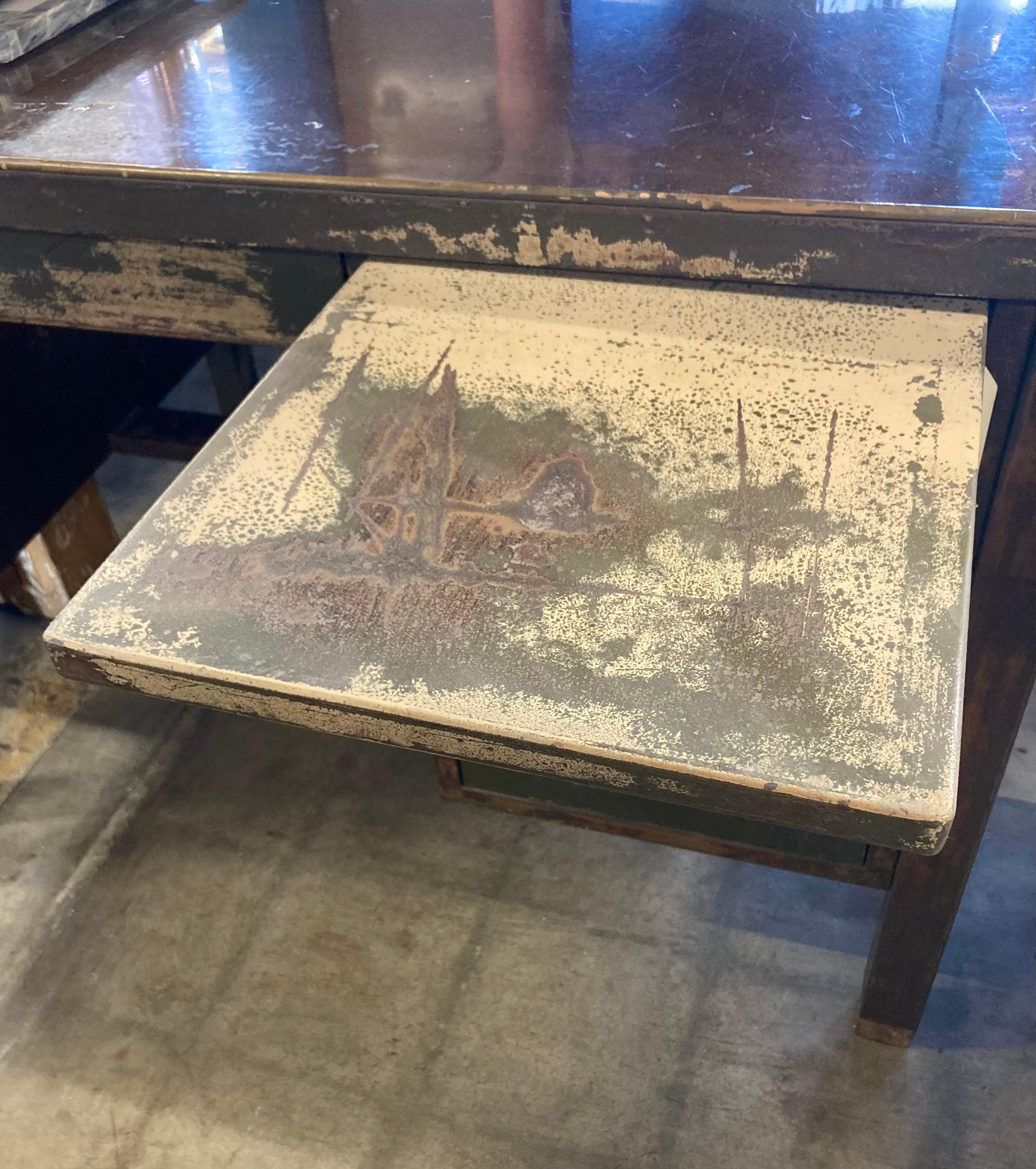 1920s General Fireproofing Desk with Distressed Patina 1
