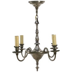 Georgian 4 Arm Silvered Bronze Chandelier Bradley & Hubbard Signed