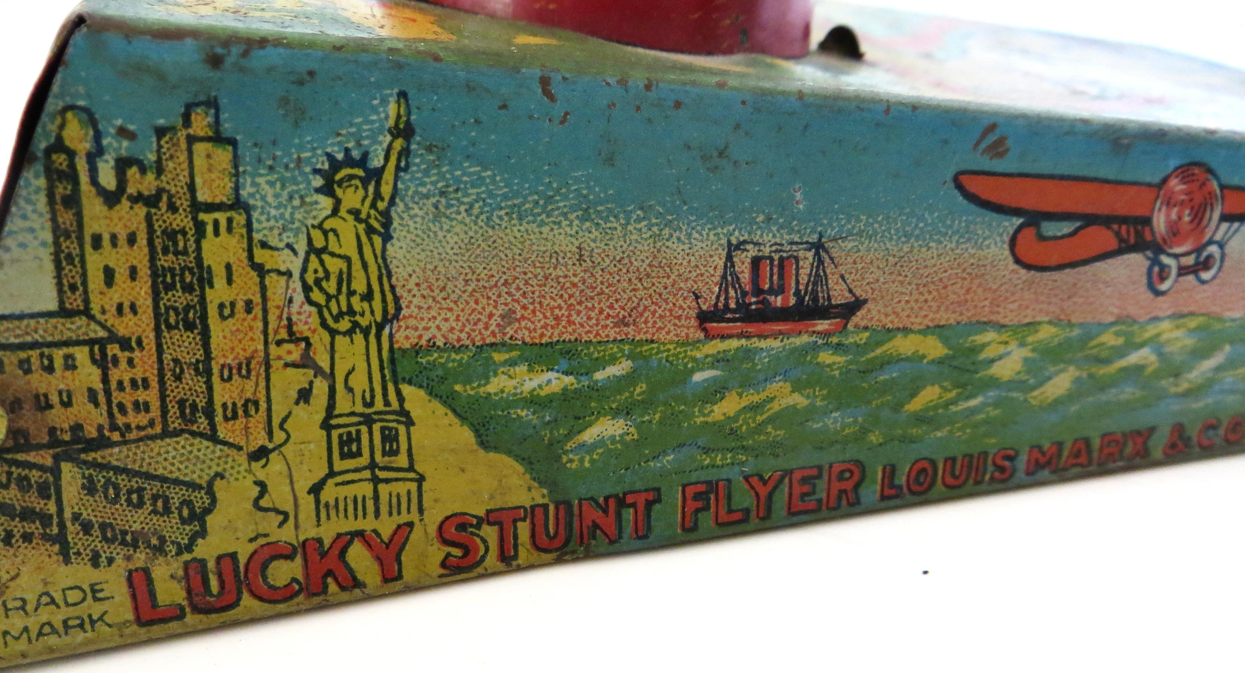 1920's German Airplane Penny Toy by Kellerman (Mounted on Marx 