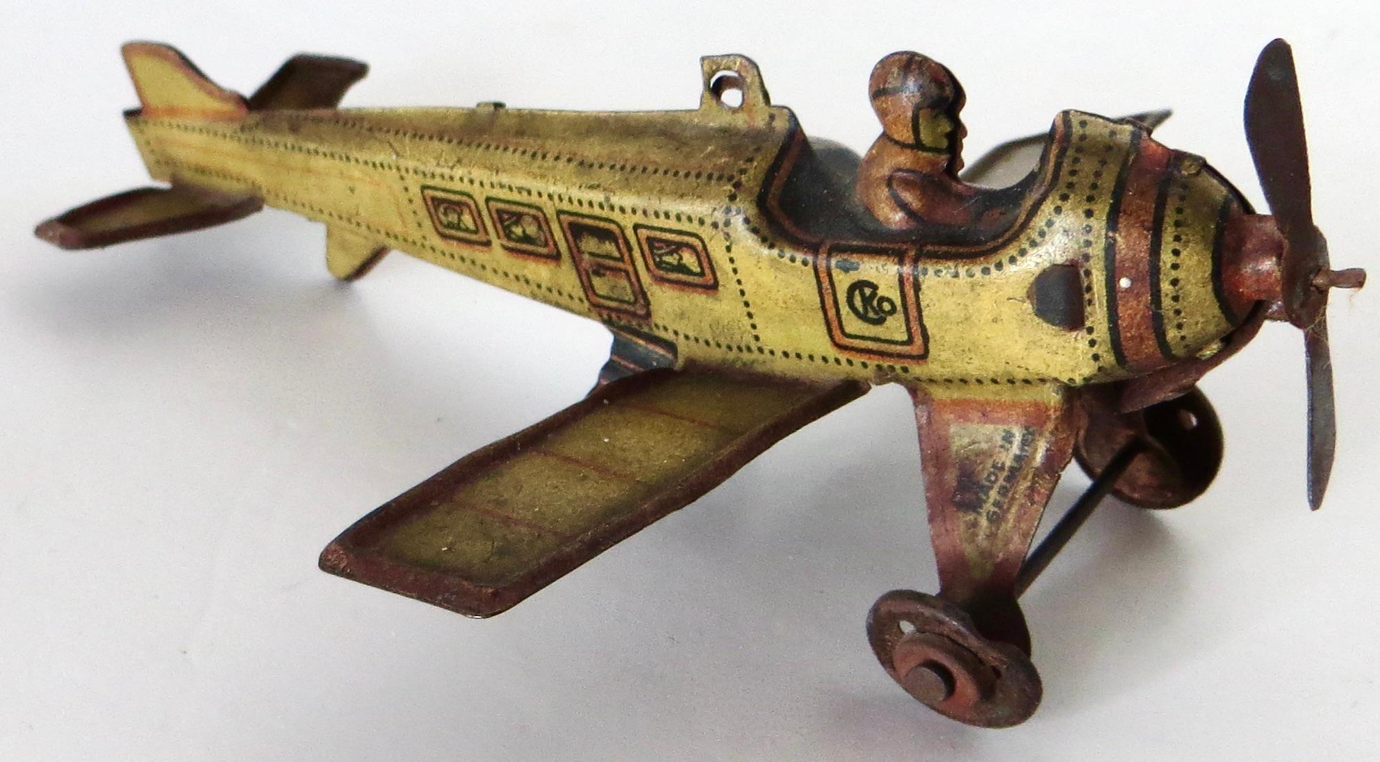 Great item for toy collectors and those who collect aeronautical items. Being offered is a very rare German Penny Toy from the 1920’s, manufactured by the well known, and quality toy maker. the “Kellerman Company”. The logo for that company “CKO”
