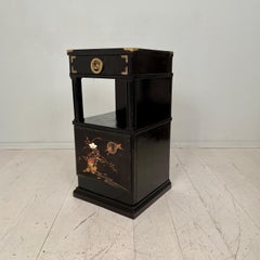 1920s German Art Deco Black Chinoiserie Nightstand / Small Chest