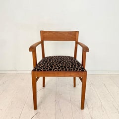 1920s German Art Deco Cherry Wood Armchair with Leopard Style Fabric