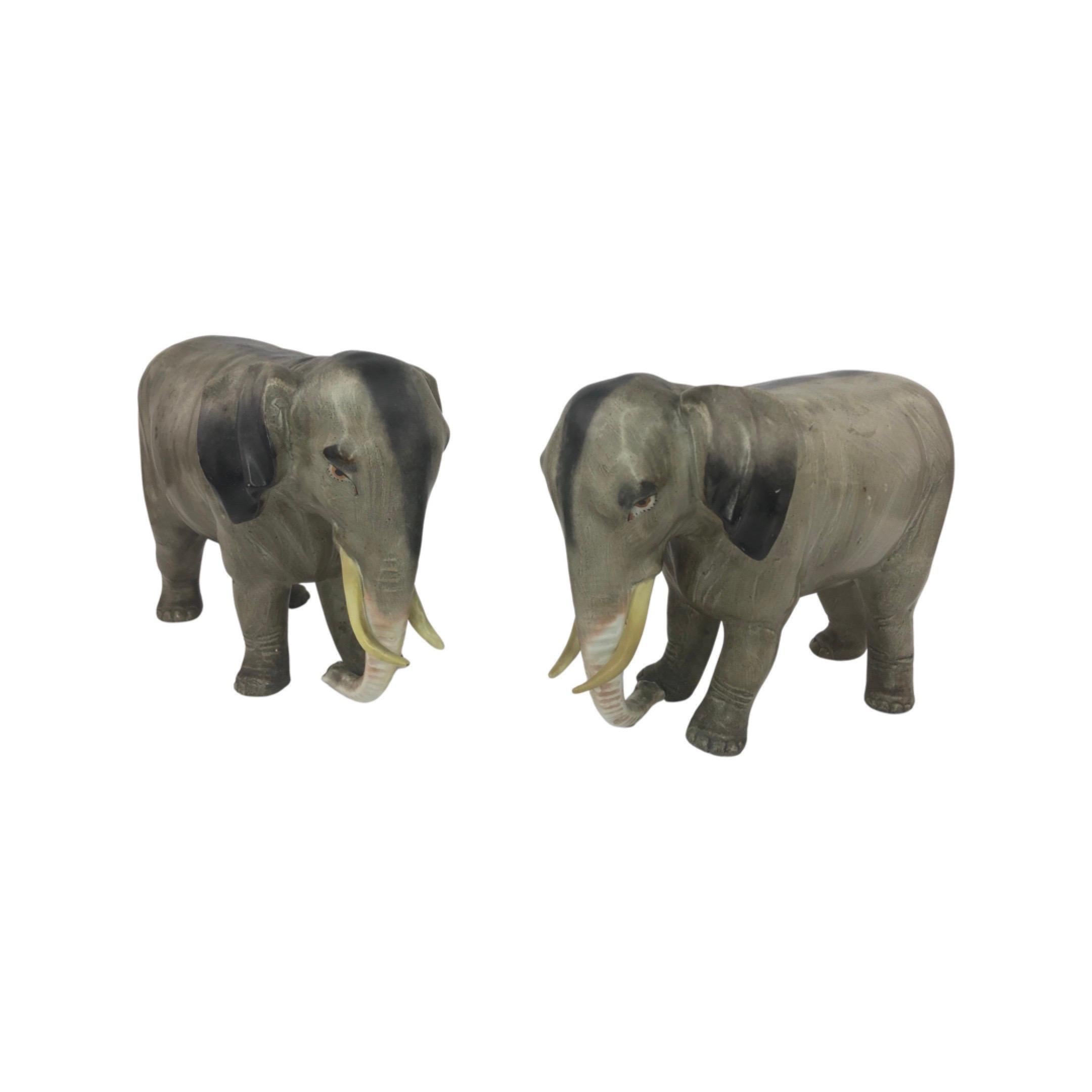 1920s German Ceramic Elephants Figures- Pair For Sale 3