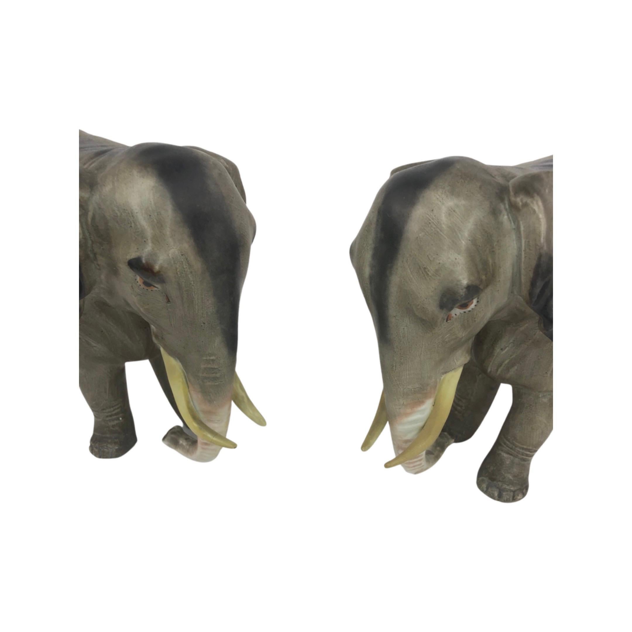 1920s German Ceramic Elephants Figures- Pair For Sale 4