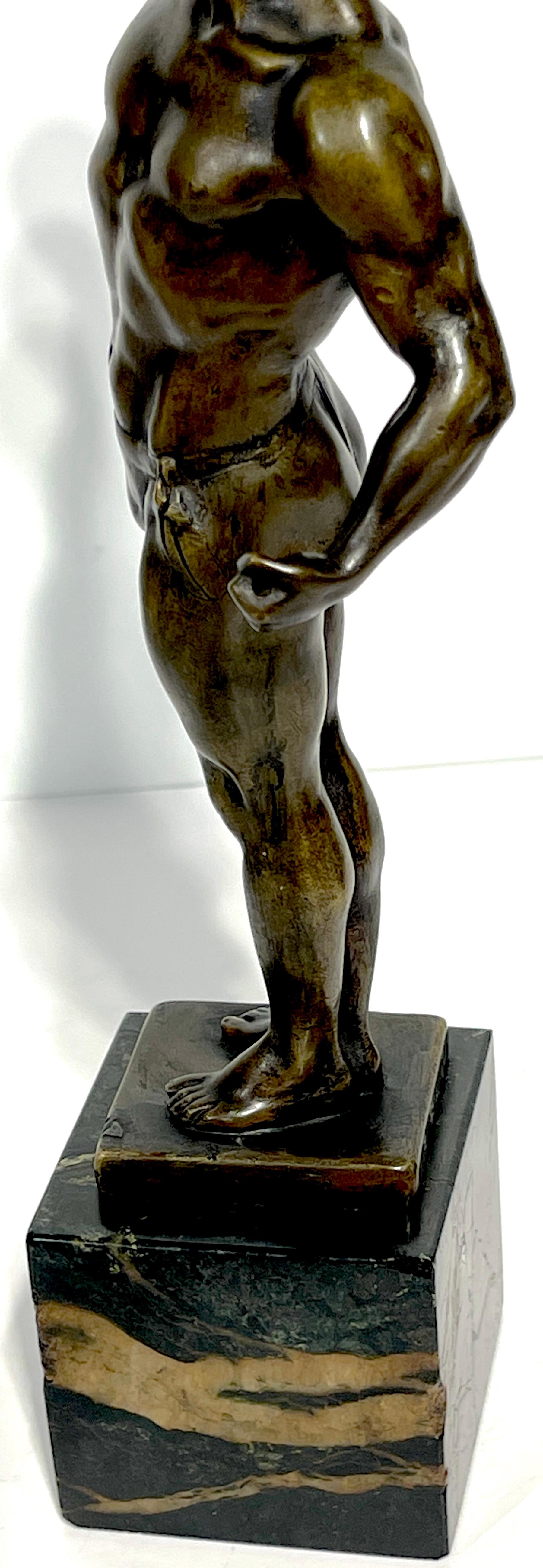 1920s German Greco-Roman Style Bronze Male Physique Sculpture by S. Bauer  7