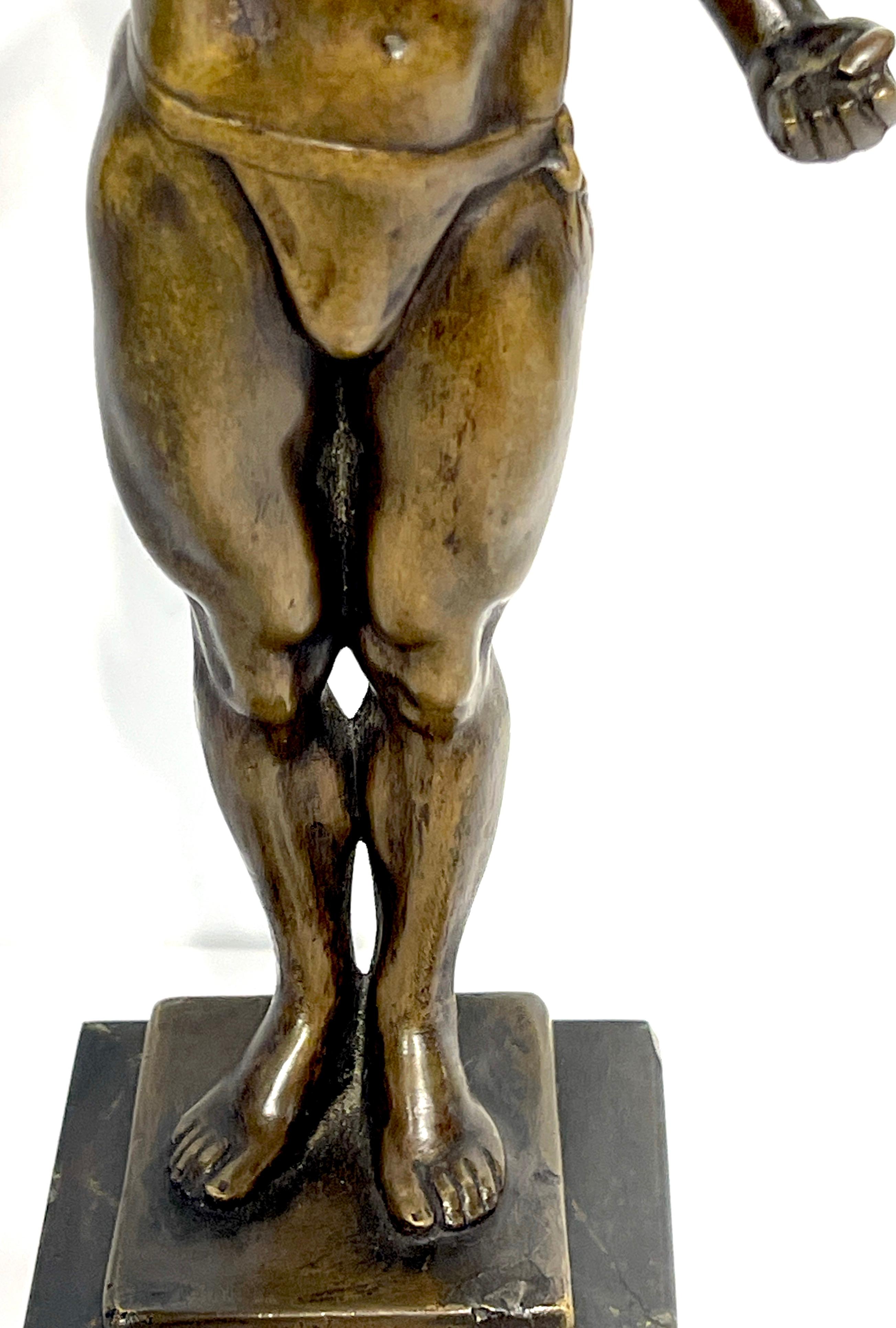 Greco Roman 1920s German Greco-Roman Style Bronze Male Physique Sculpture by S. Bauer 