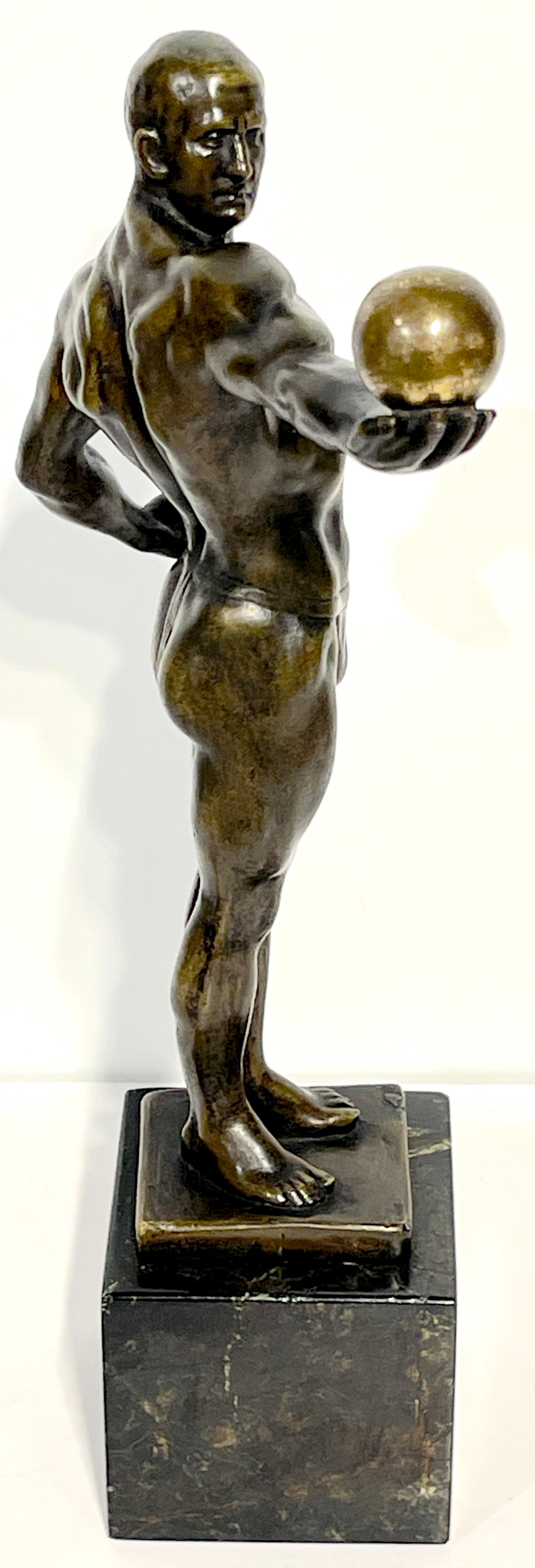 20th Century 1920s German Greco-Roman Style Bronze Male Physique Sculpture by S. Bauer 