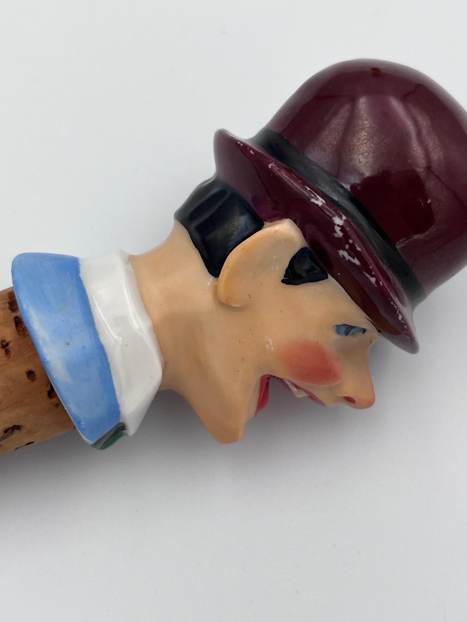 Bouchons de bouteille en porcelaine et en liège du couple séduisant d'Allemagne des années 1920 en vente 1