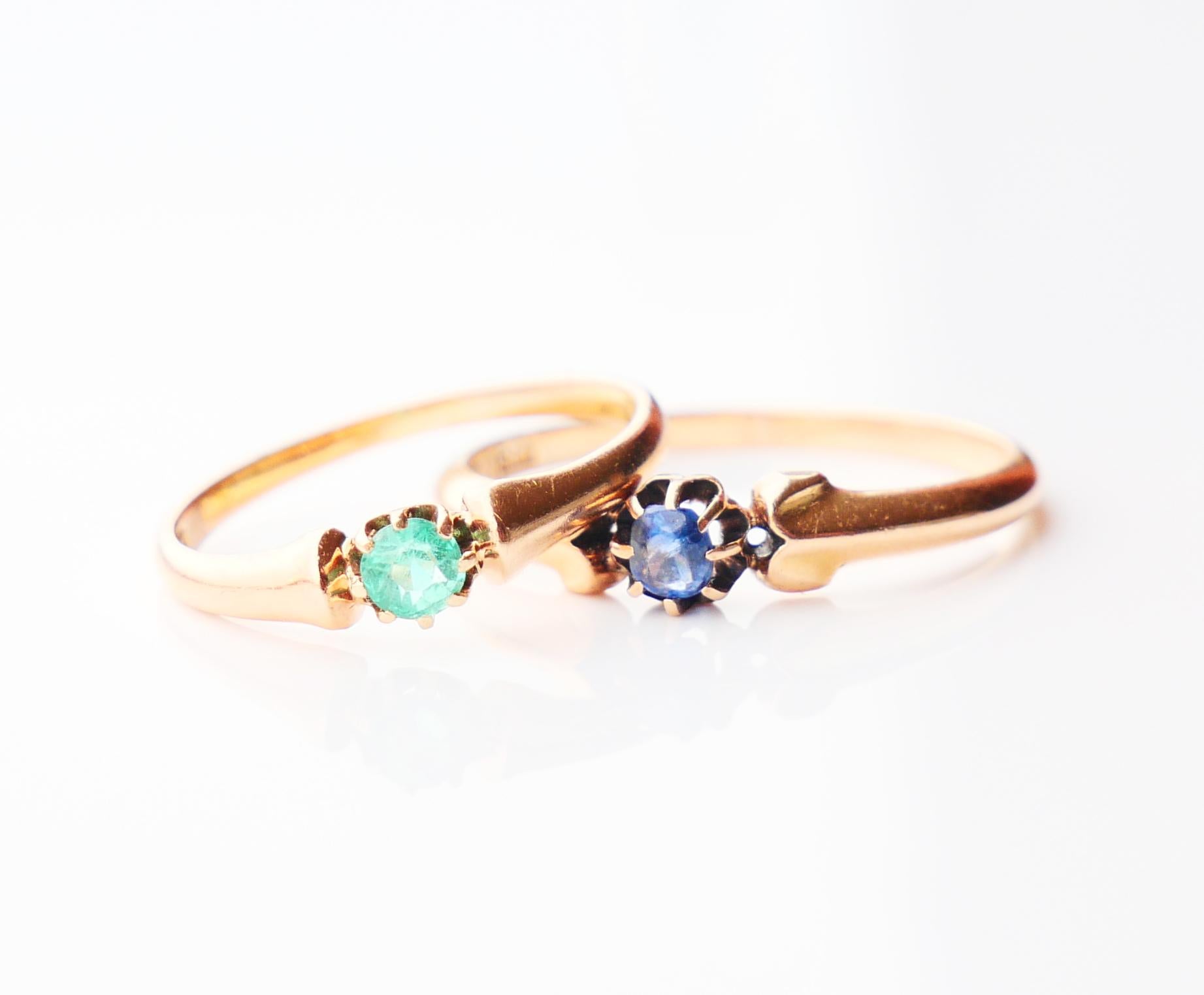1920s German Ring Sapphire solid 14K Rose Gold Ø 7.25 US/1.7gr For Sale 5