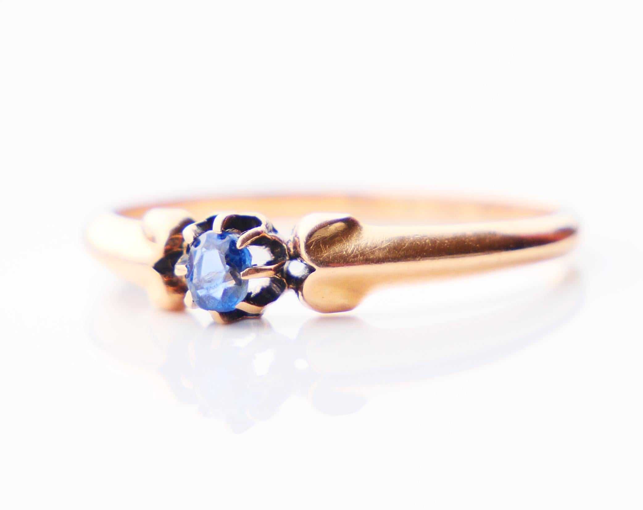 Art Deco 1920s German Ring Sapphire solid 14K Rose Gold Ø 7.25 US/1.7gr For Sale