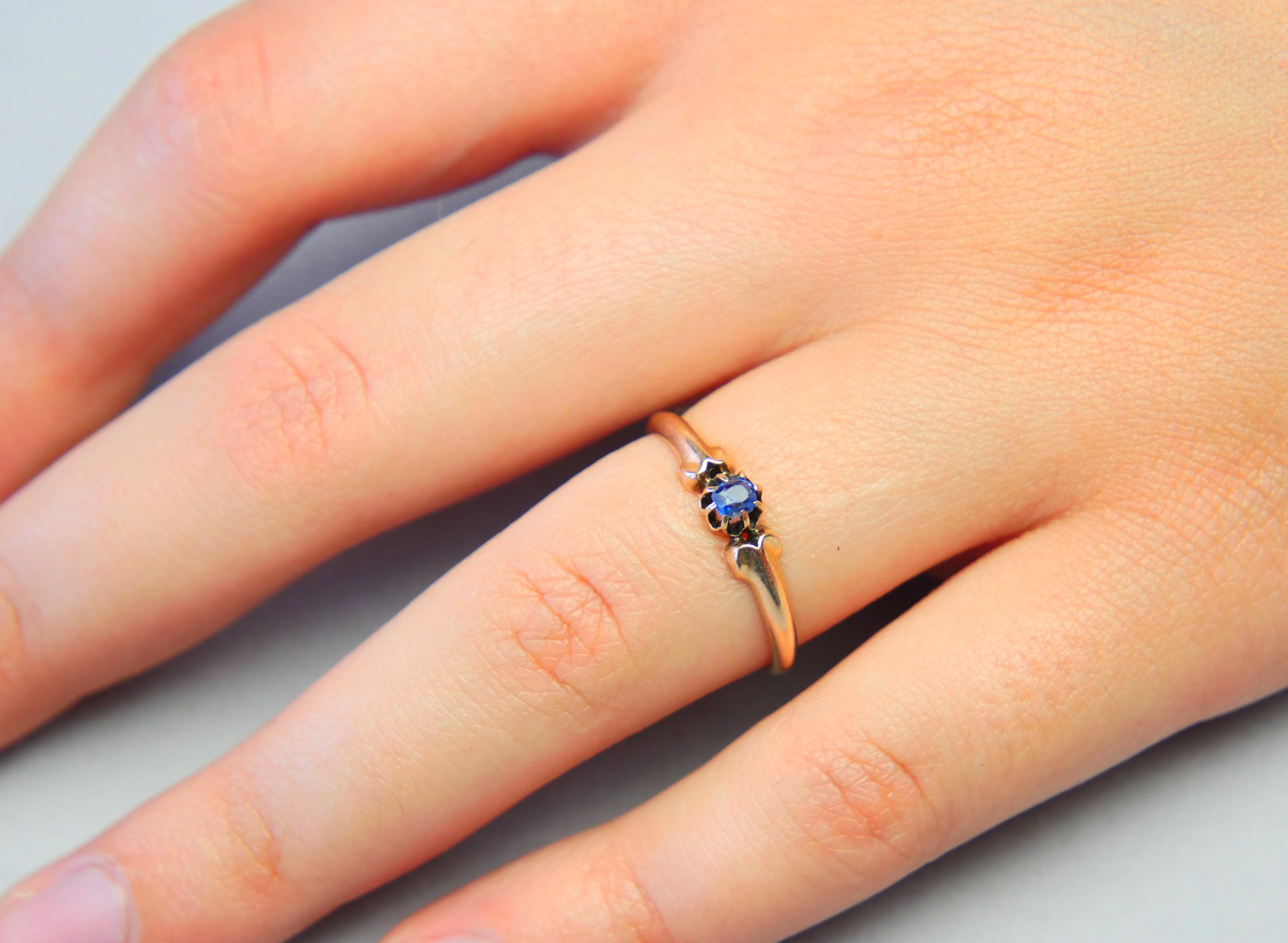 1920s German Ring Sapphire solid 14K Rose Gold Ø 7.25 US/1.7gr For Sale 1