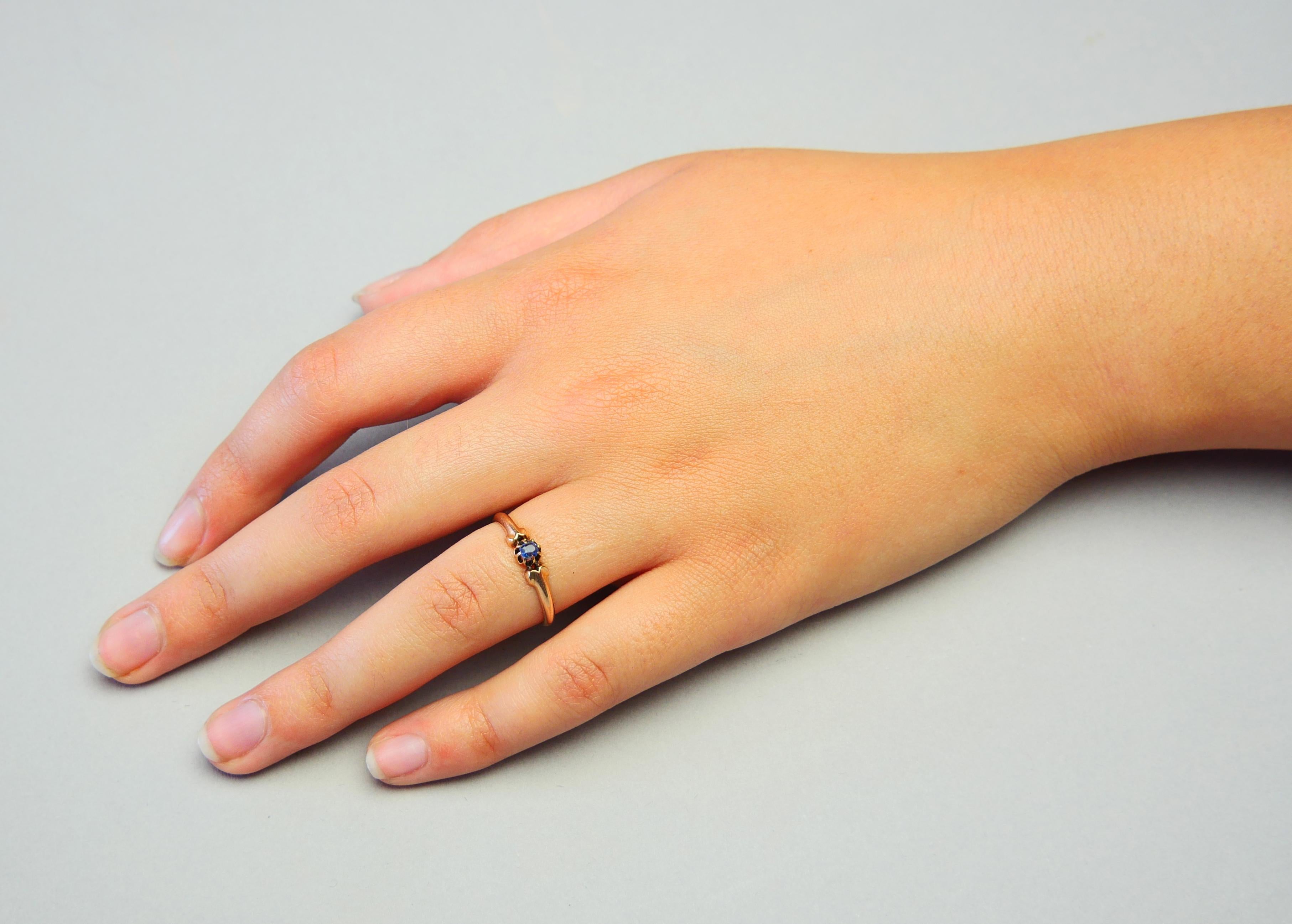 1920s German Ring Sapphire solid 14K Rose Gold Ø 7.25 US/1.7gr For Sale 2