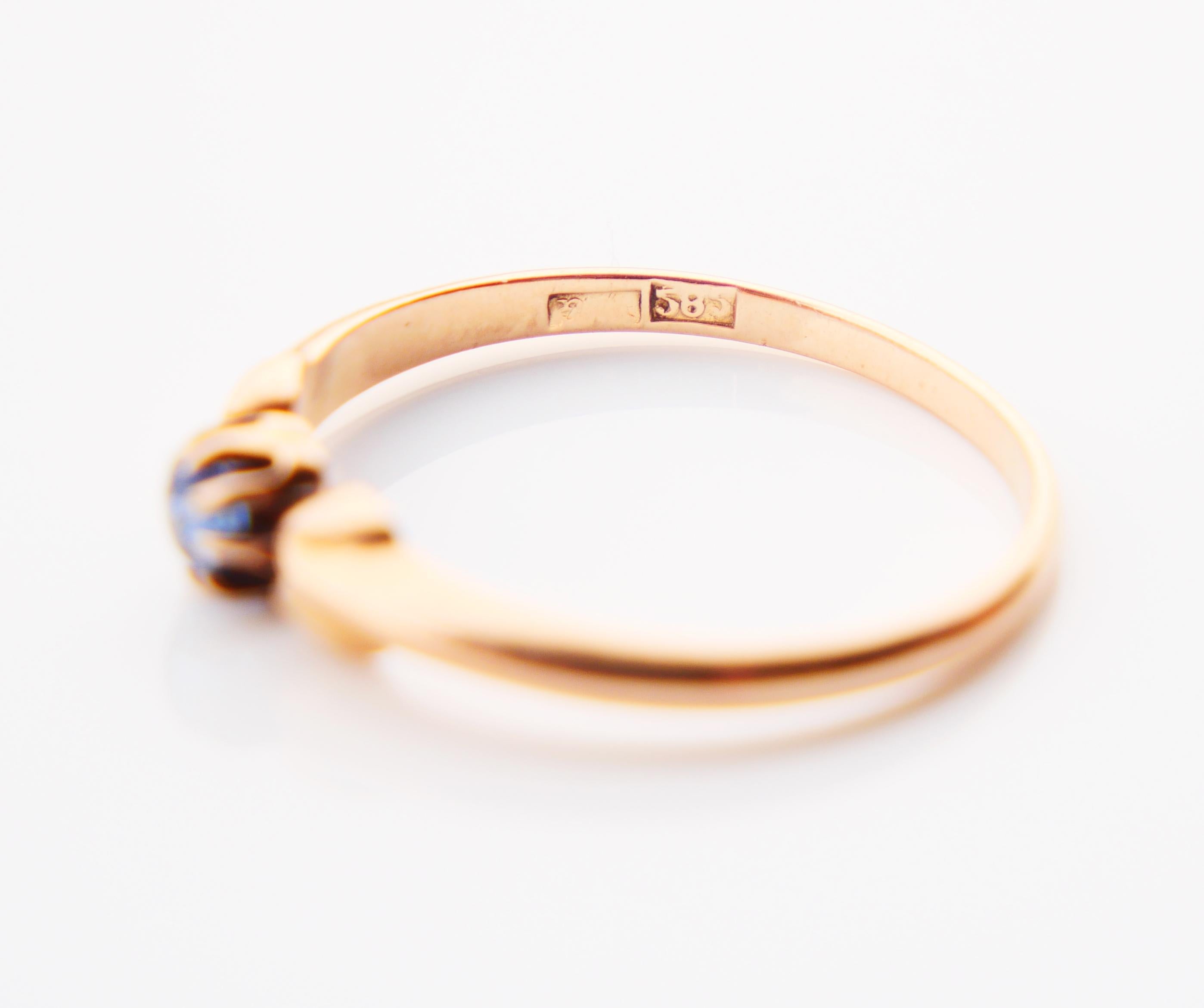 1920s German Ring Sapphire solid 14K Rose Gold Ø 7.25 US/1.7gr For Sale 4