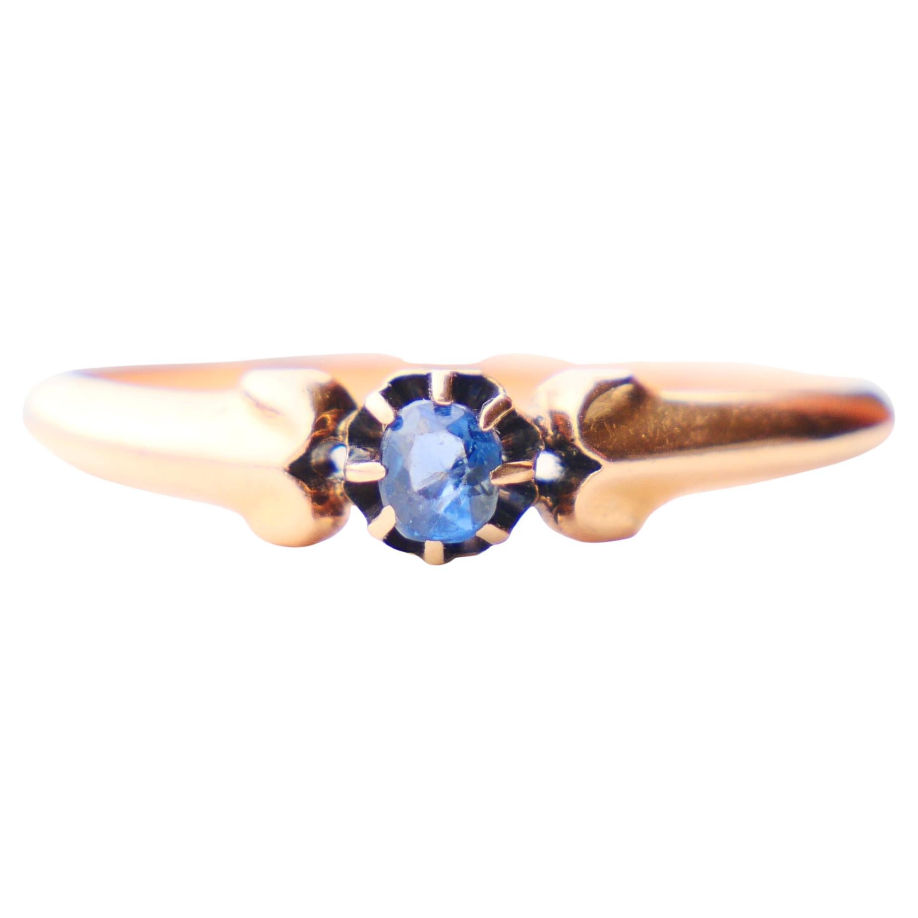 Anillo Alemán Años 20 Zafiro macizo Oro Rosa 14K Ø 7,25 US/1,7gr