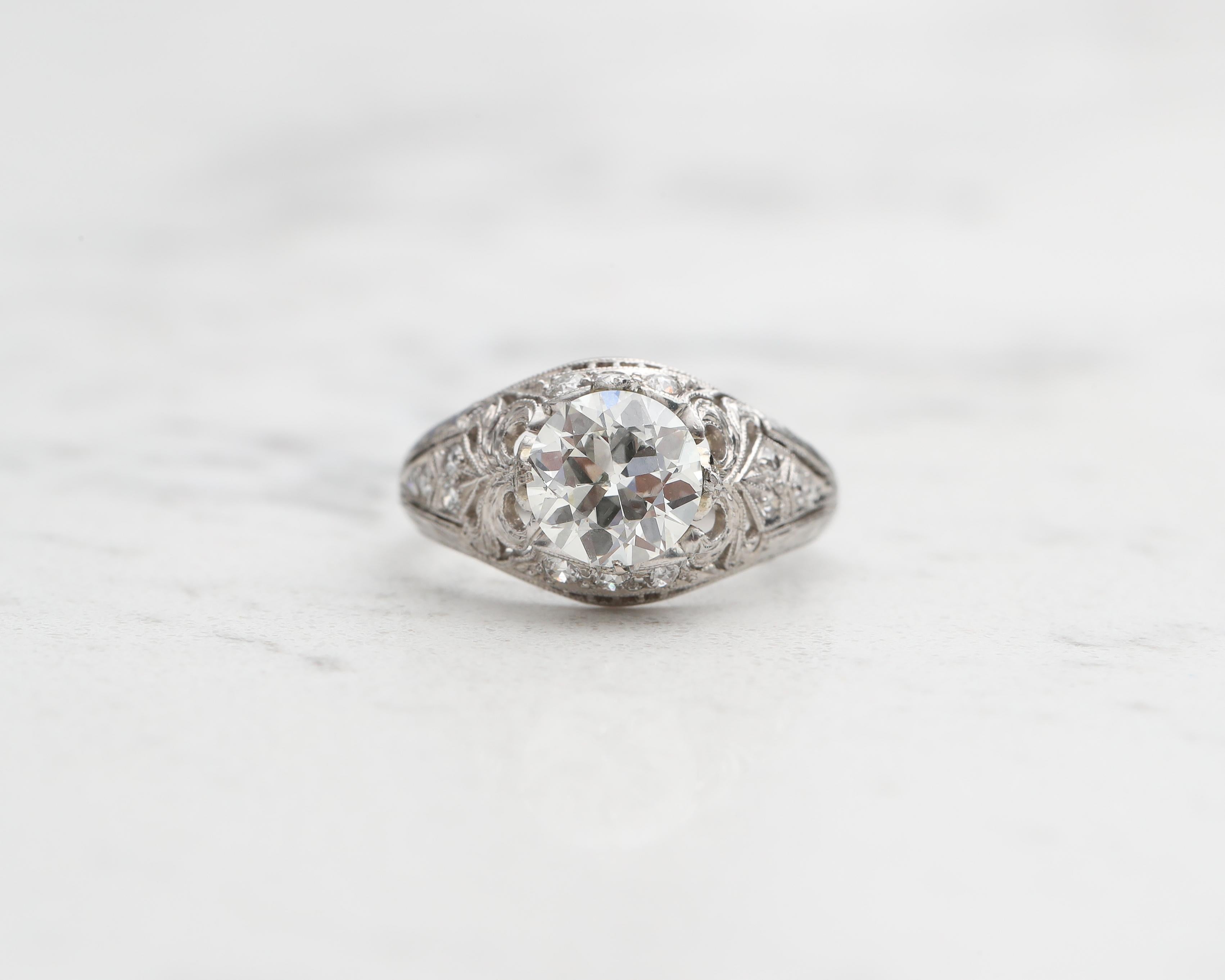 1920s GIA Certified 1.90 Carat Total Diamond Platinum Engagement Ring 3