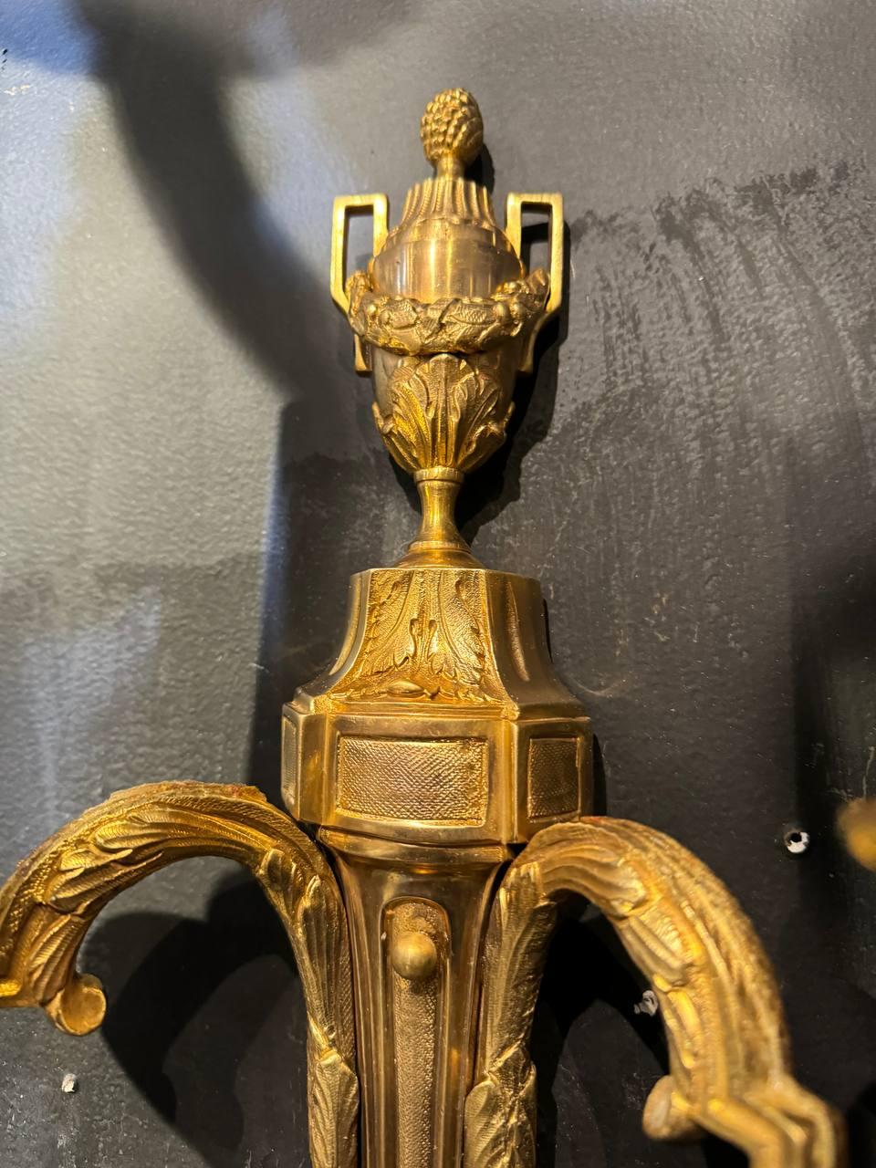 1920's Gilt Bronze French Sconces Louis XVI In Good Condition For Sale In New York, NY