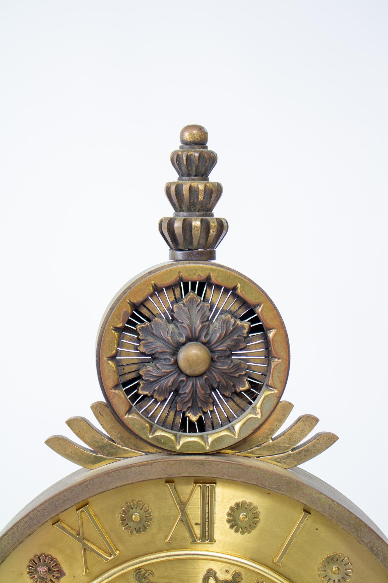 1920’s Gilt Bronze ImHof Atlas and Zodiac Desk Clock 2