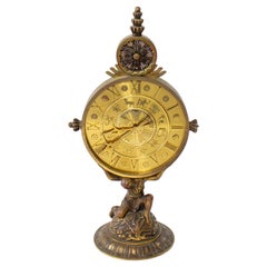 1920’s Gilt Bronze ImHof Atlas and Zodiac Desk Clock