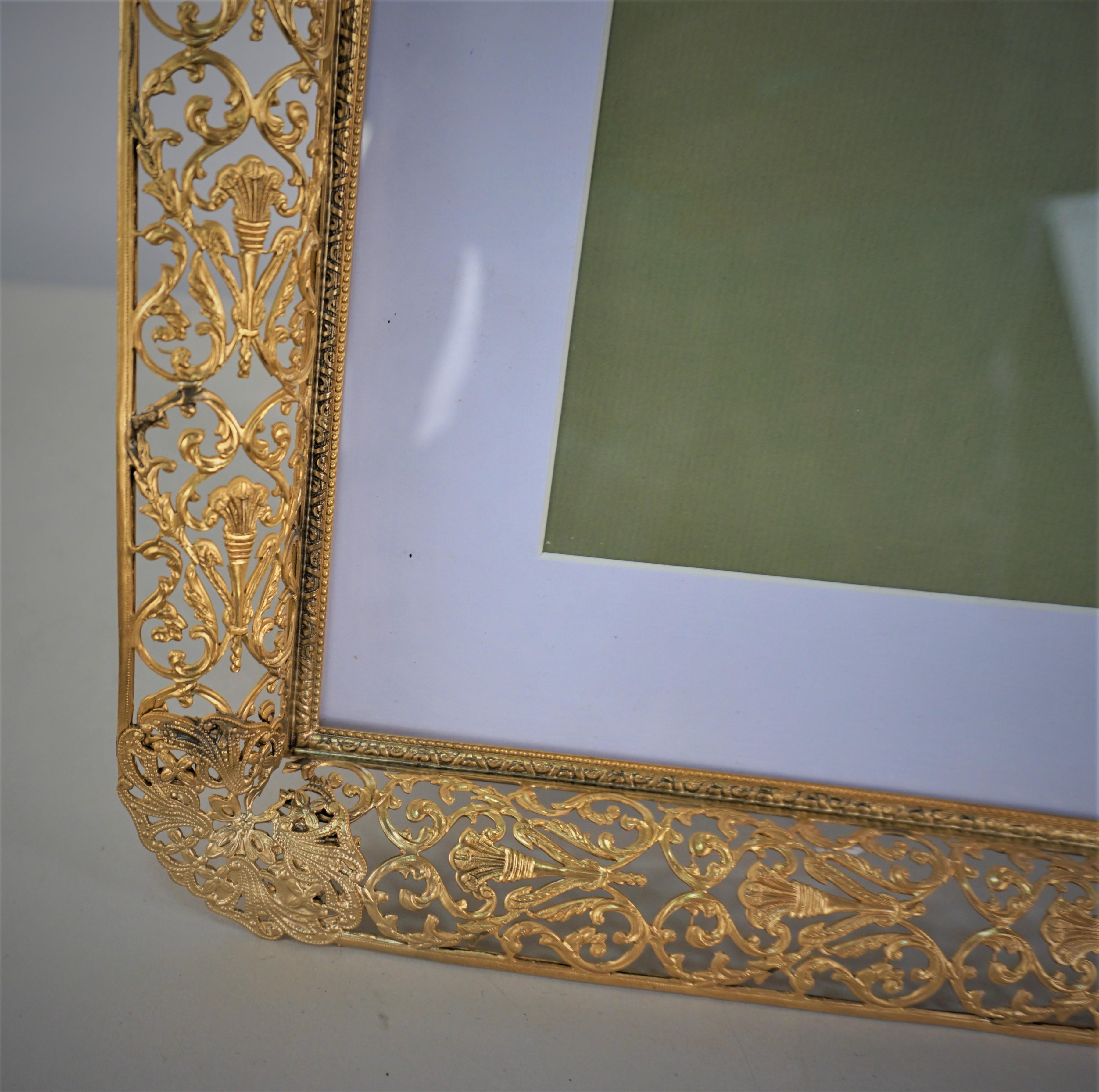 1920's Gilt Bronze Picture Frame with Jewels. In Good Condition In Fairfax, VA
