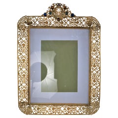 Antique 1920's Gilt Bronze Picture Frame with Jewels.