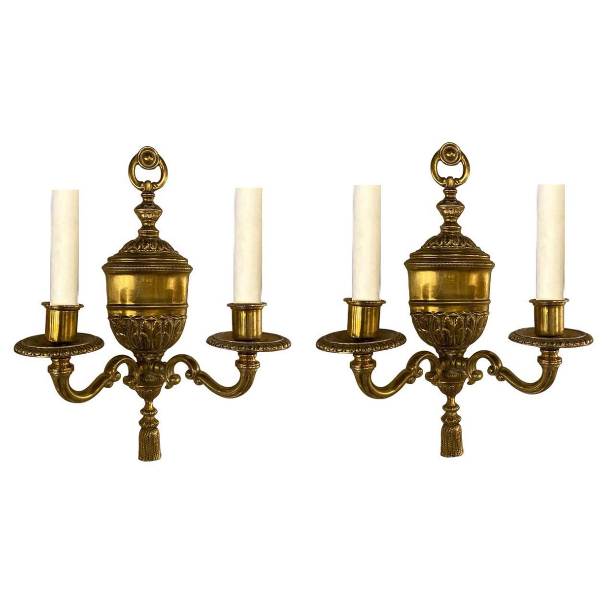 Appliques en bronze doré des années 1920 avec feuilles d'Acanthus