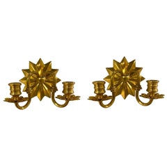 1920er Jahre Vergoldete Bronze Sunburst Wandleuchter