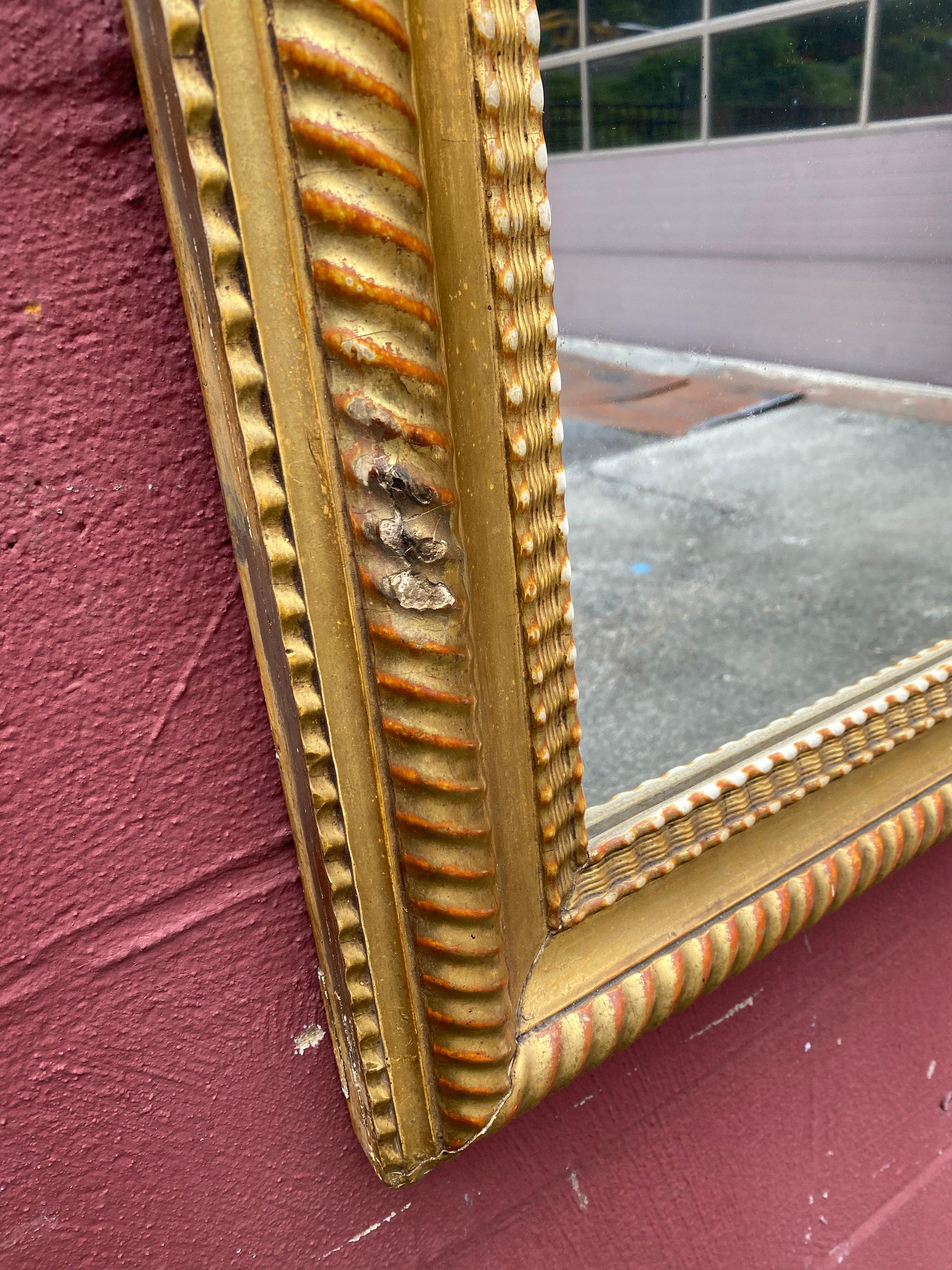 French 1920's Mirror with Carved Gilt Wood Frame For Sale 1