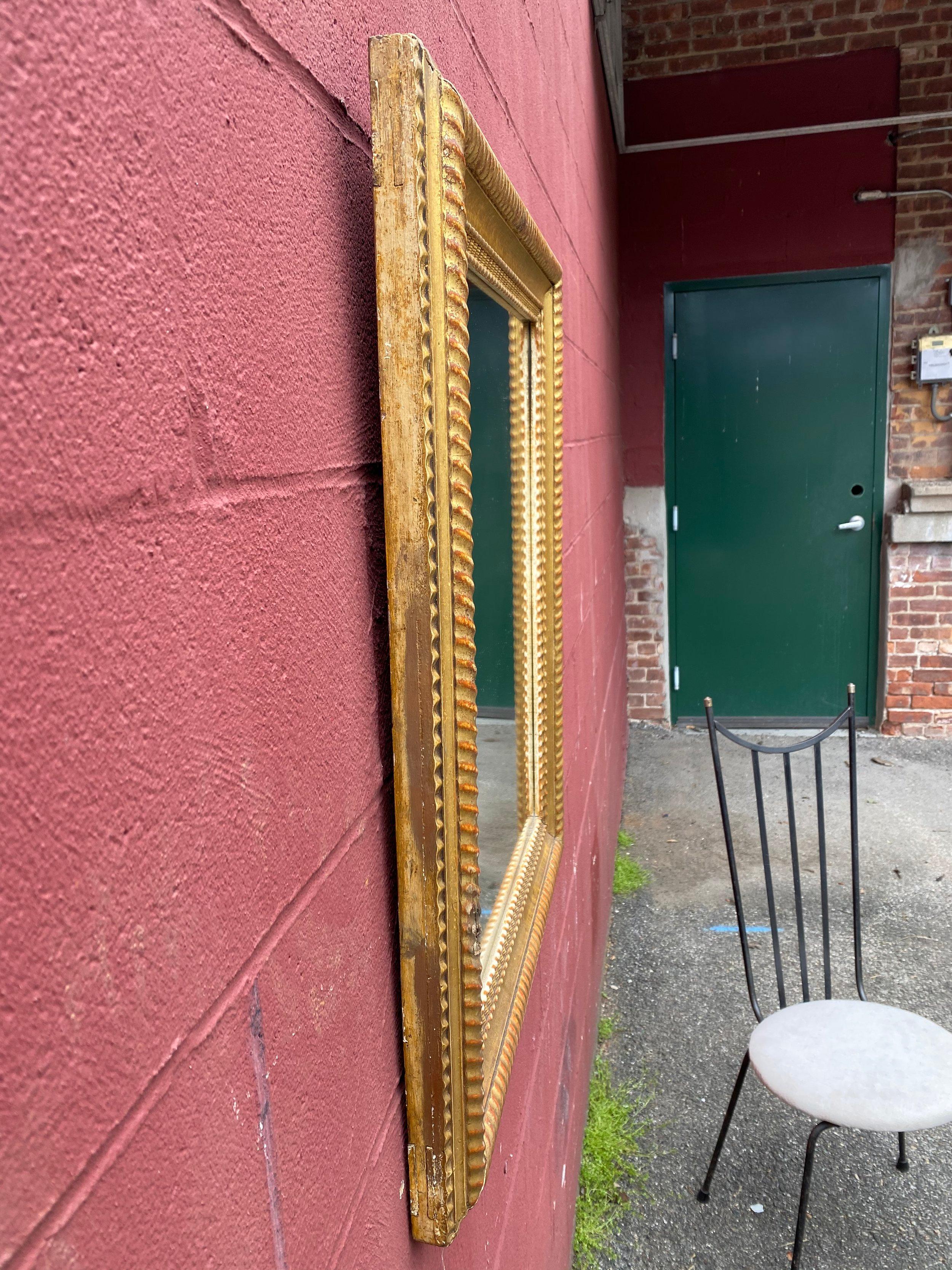 French 1920's Mirror with Carved Gilt Wood Frame For Sale 2