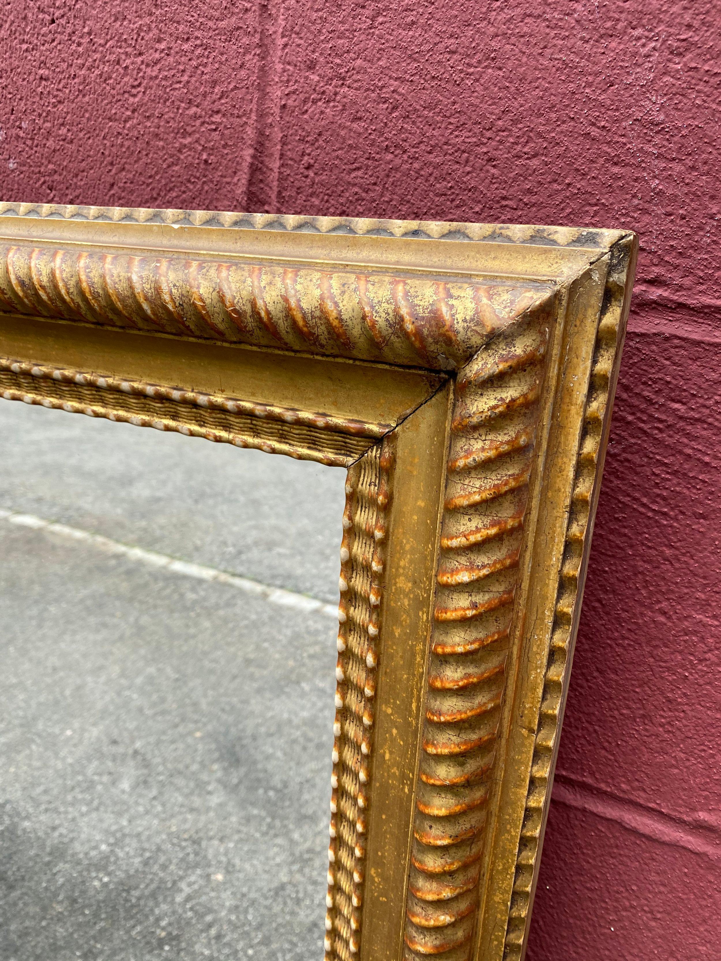 French 1920's Mirror with Carved Gilt Wood Frame For Sale 4