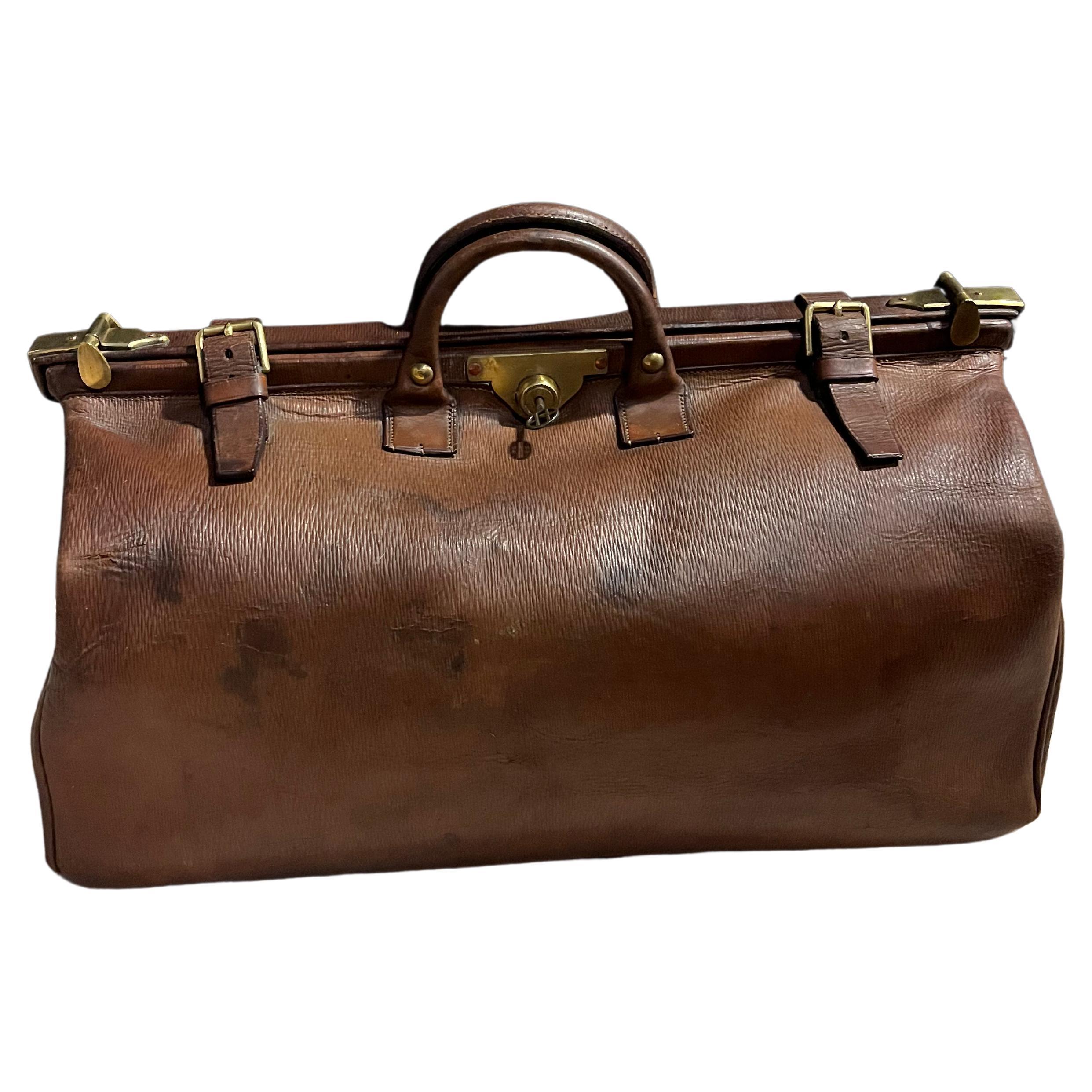 English Gladstone Leather Bag 1920