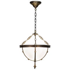 1920s Glass and Brass Chandelier