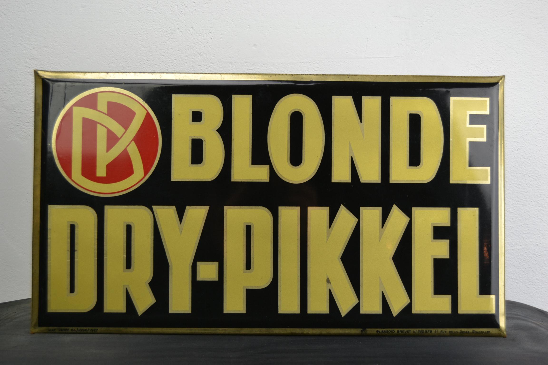 1920s Glassoïd on Tin Advertising Sign for Belgium Beer, Blonde Dry-Pikkel 5