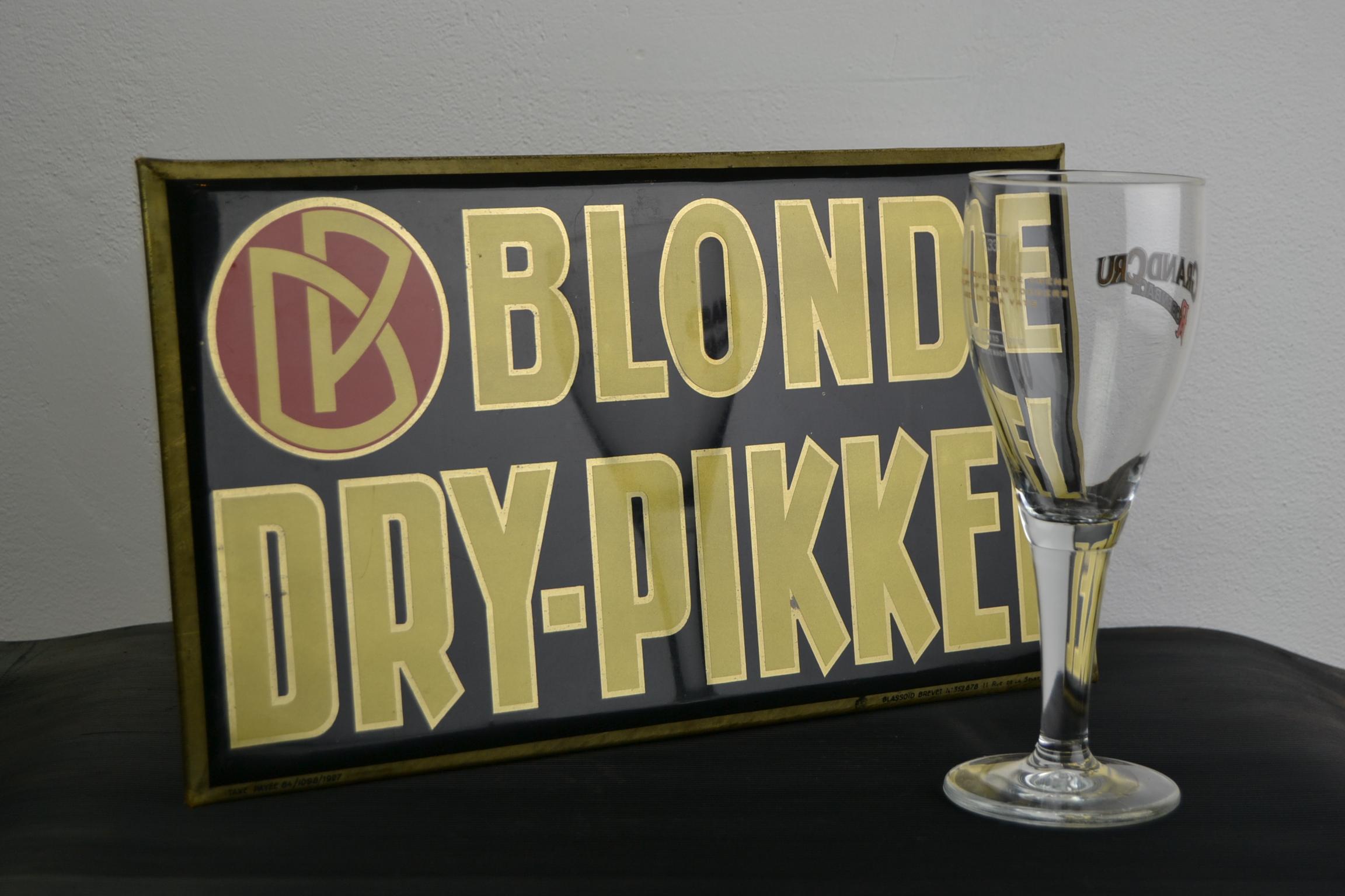 1920s Glassoïd on Tin Advertising Sign for Belgium Beer, Blonde Dry-Pikkel 6