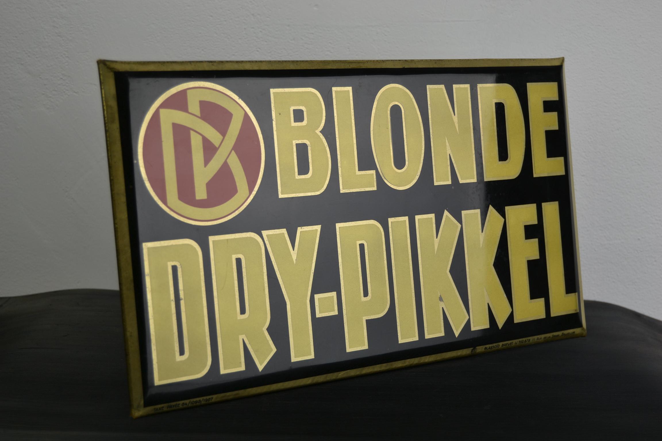1920s Glassoïd on Tin Advertising Sign for Belgium Beer, Blonde Dry-Pikkel 7