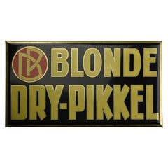 Antique 1920s Glassoïd on Tin Advertising Sign for Belgium Beer, Blonde Dry-Pikkel