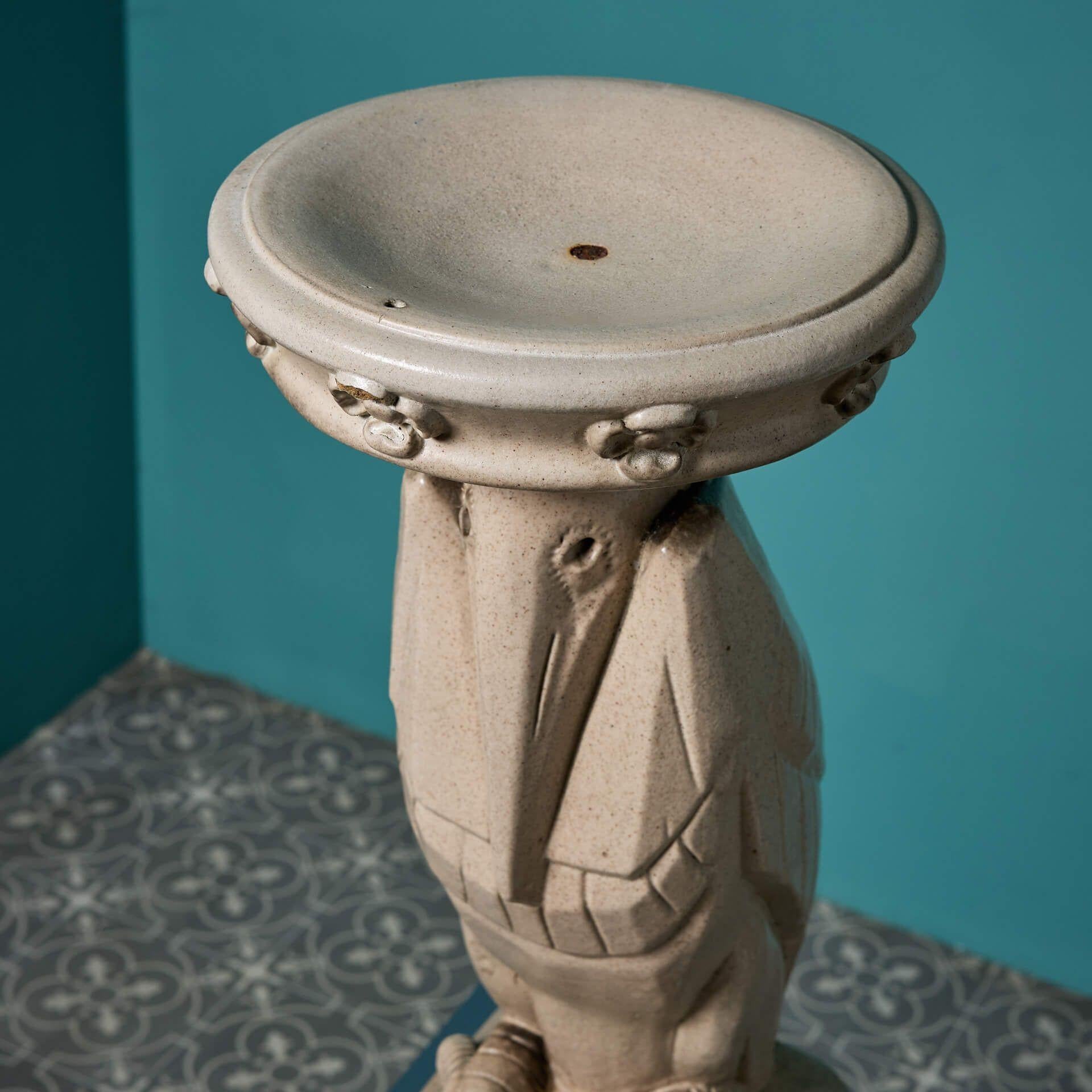 Art déco Bath oiseau pélican émaillé des années 1920 en vente