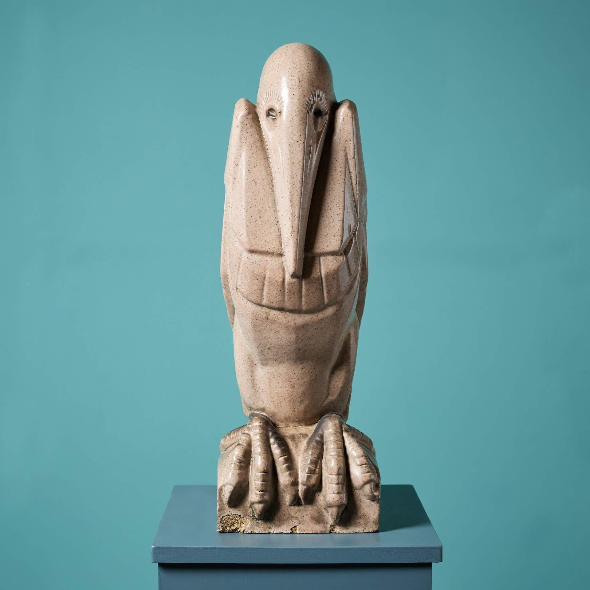 Smaltato Scultura di pellicano in gres smaltato degli anni '20 in vendita