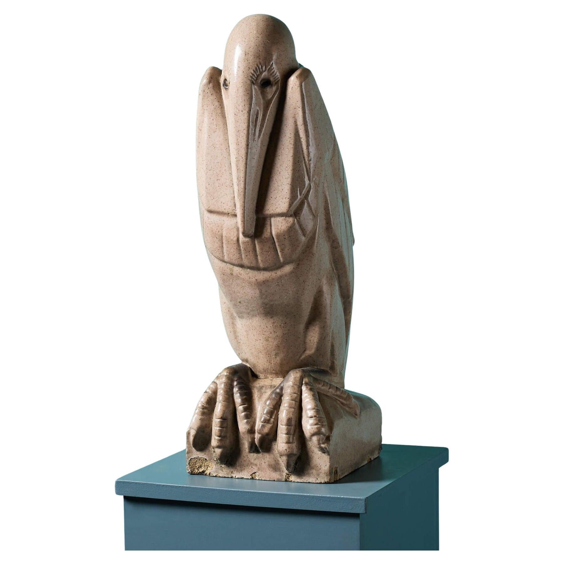 Escultura pelícano de gres esmaltado de los años 20