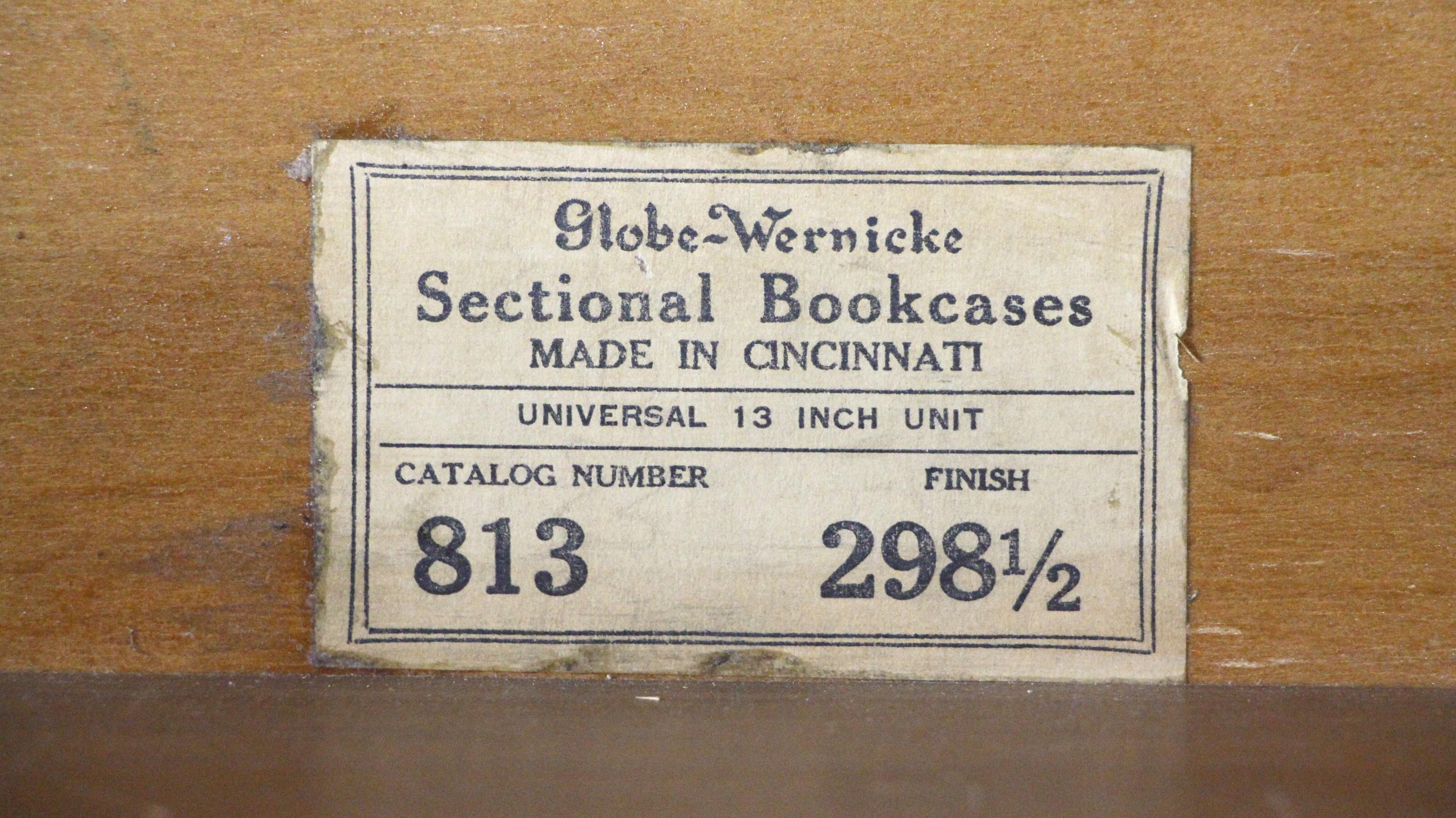 1920s GlobeWernicke Oak 4 Sectional Barrister Bookcase w Glass Doors