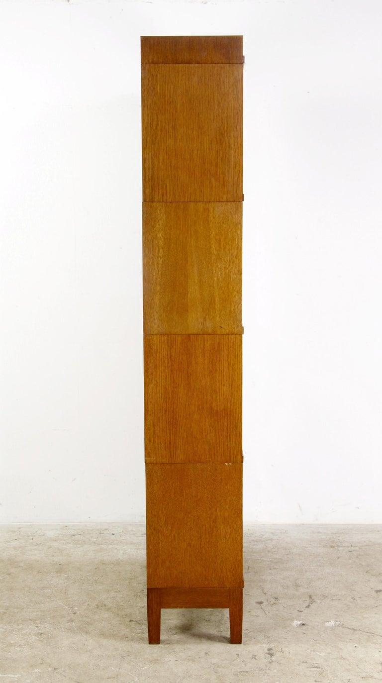 1920s GlobeWernicke Oak 4 Sectional Barrister Bookcase w Glass Doors