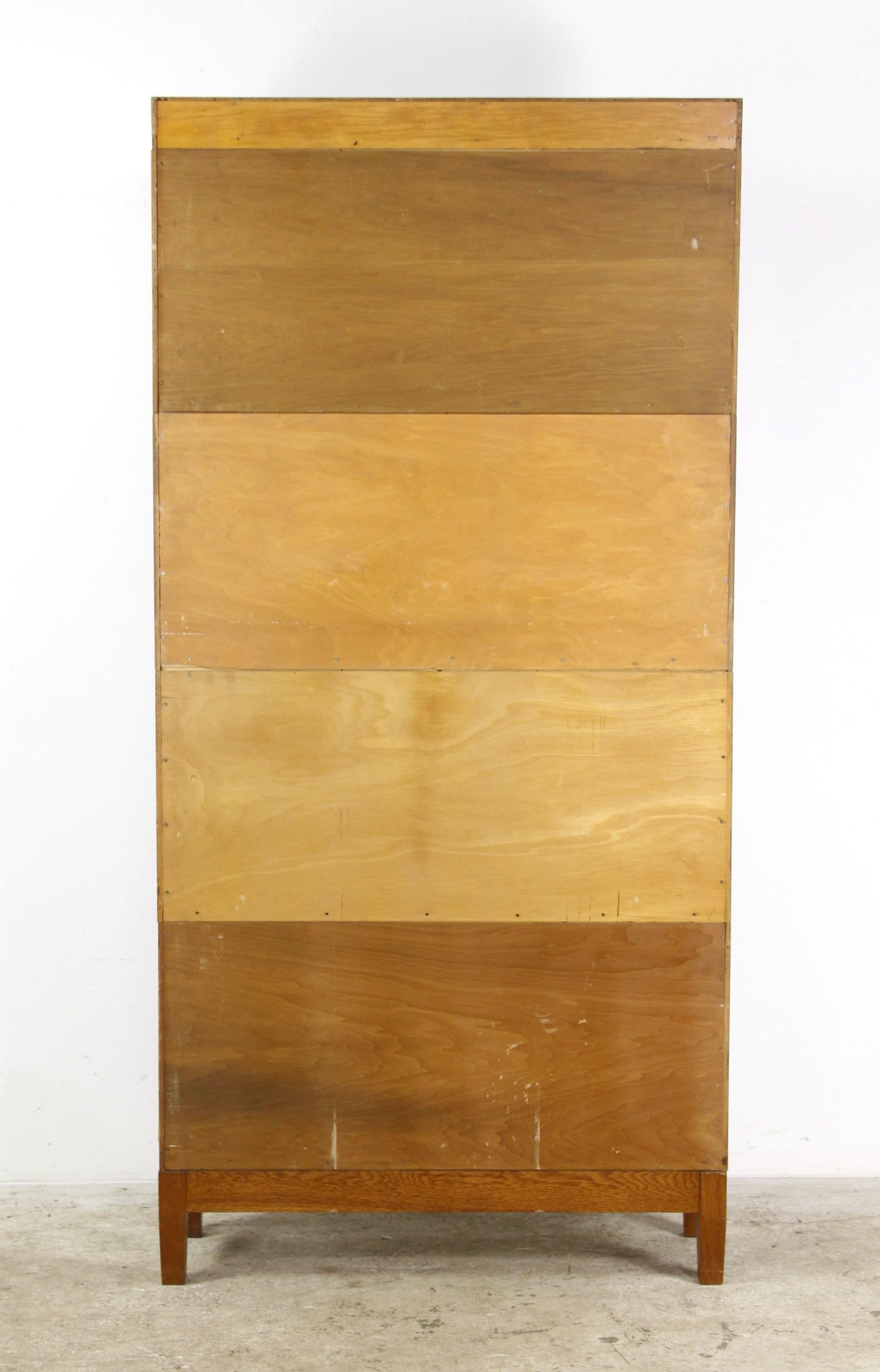 1920s GlobeWernicke Oak 4 Sectional Barrister Bookcase w Glass Doors