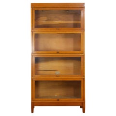 1920s Globe-Wernicke Oak 4 Sectional Barrister Bookcase w Glass Doors, Cat. 813