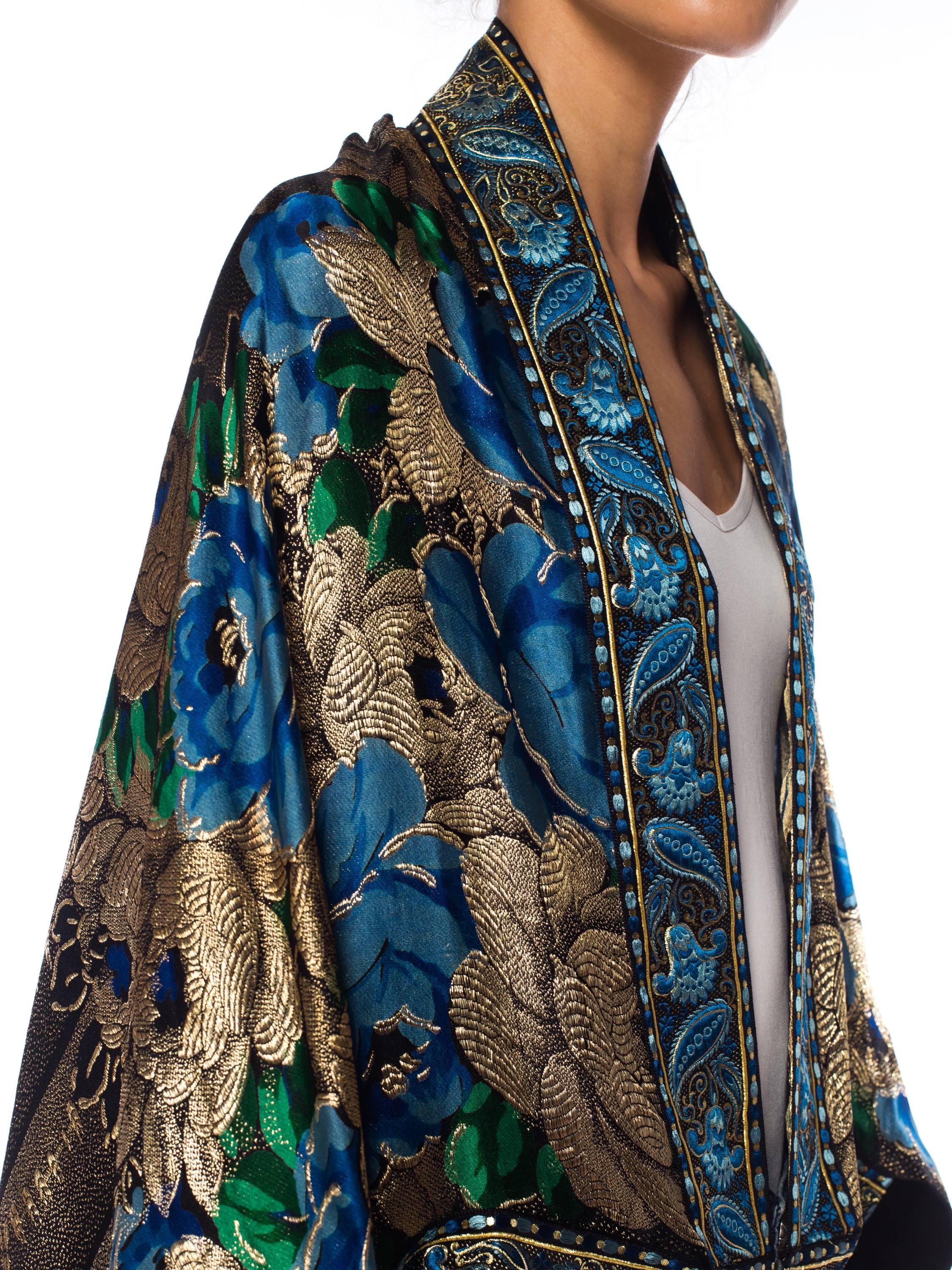 Women's MORPHEW COLLECTION Floral Printed Silk & Gold Deco Lame Cocoon With Fringe Made