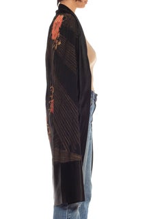 1920S Gold Lamé Silk & Velvet Embroidered Art Deco Cape