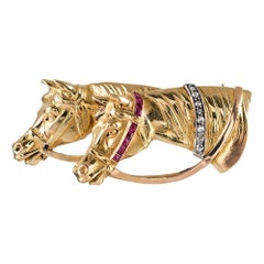 1920s Golden Horse Motif Brooch
