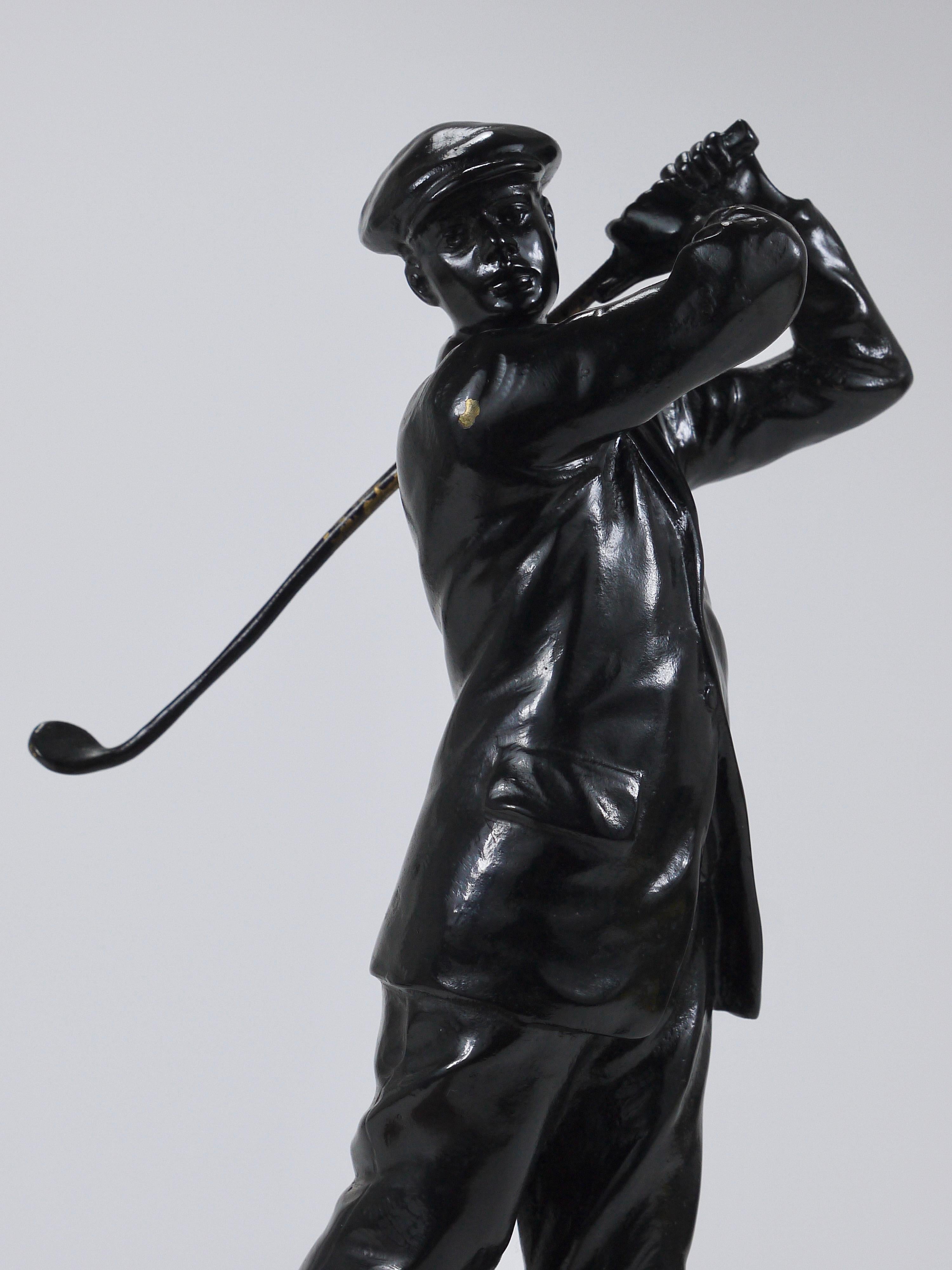 Joueur de golf des années 1920 Harry Vardon  Statue en bronze, Richard Thuss, Argentor Vienna en vente 4